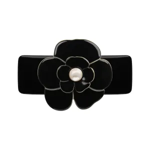 Camellia Pearl Medium Black Hair Clip
