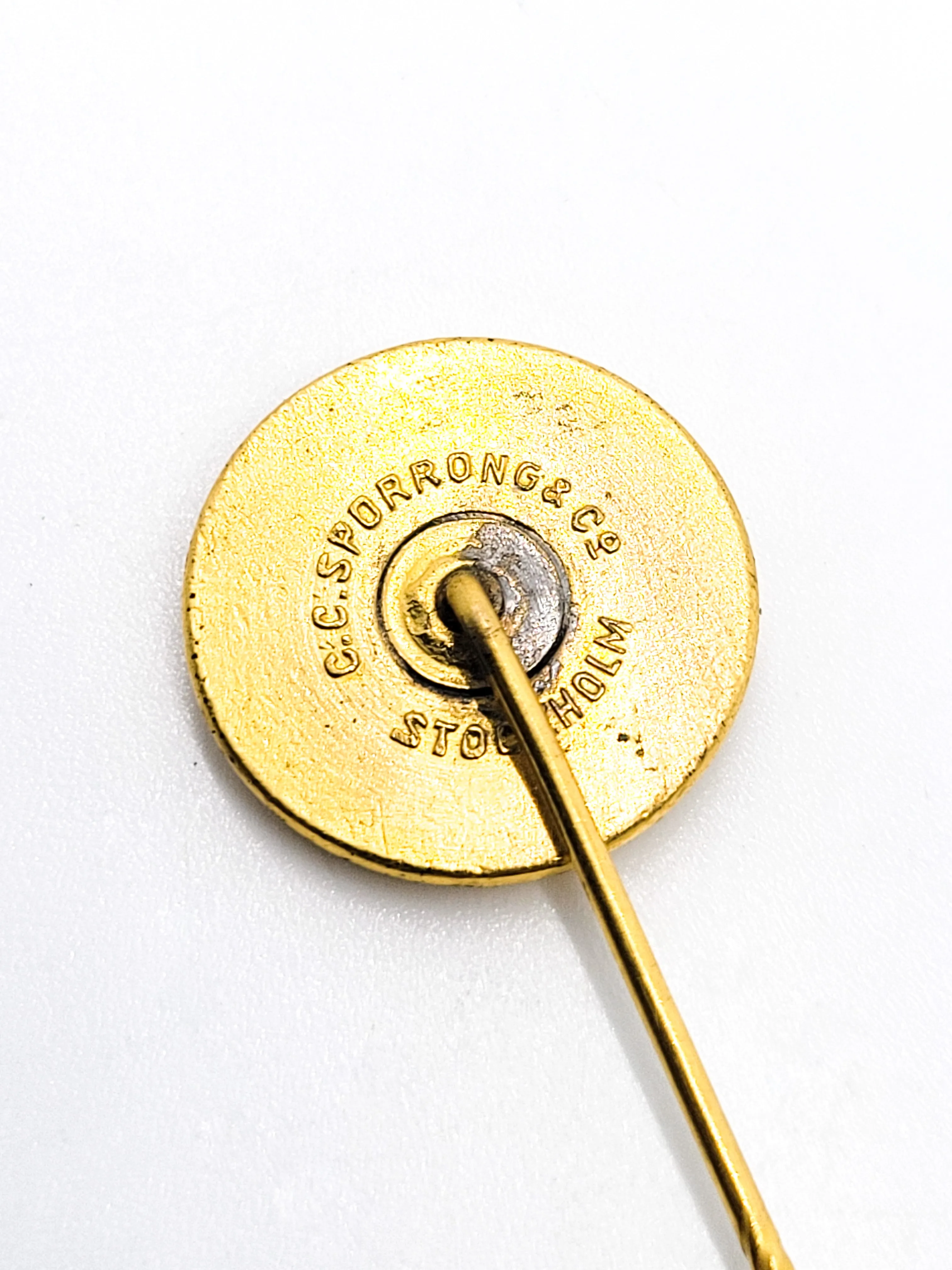 CC Sporrong co Stockholm Royal Oder of Sweden three crowns vitnage lapel pin