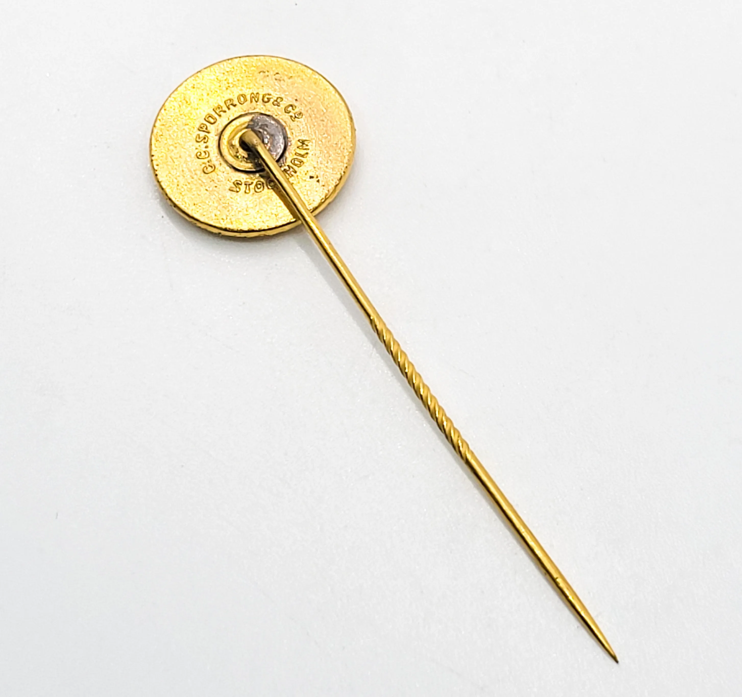 CC Sporrong co Stockholm Royal Oder of Sweden three crowns vitnage lapel pin