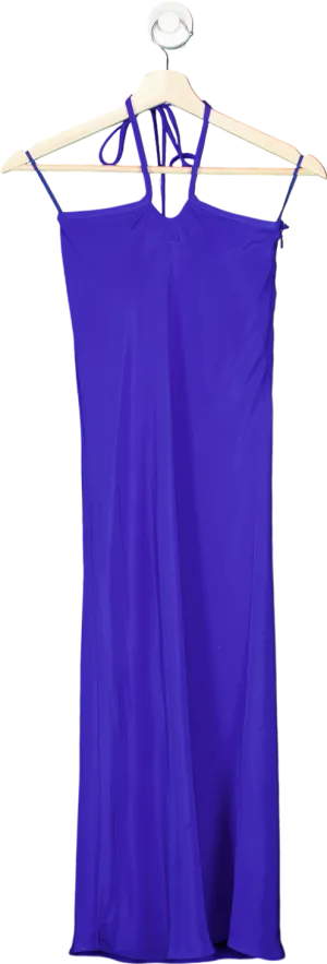 Christopher Esber Blue Silk Halterneck Dress UK 6