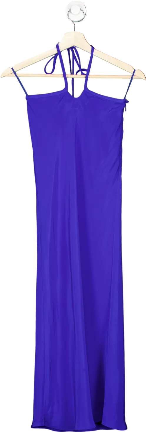 Christopher Esber Blue Silk Halterneck Dress UK 6