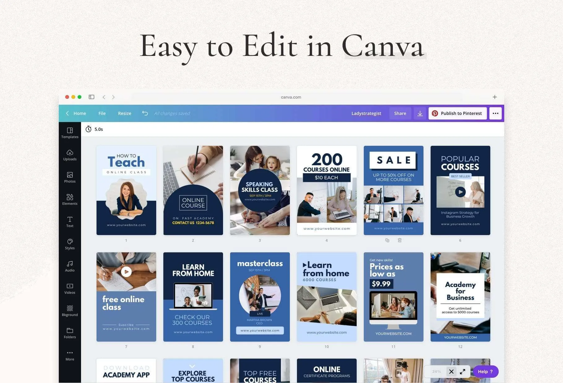 Course Pinterest Template