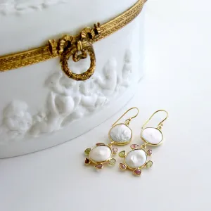 Daisy Afghan Tourmaline Pearl Drop Earrings