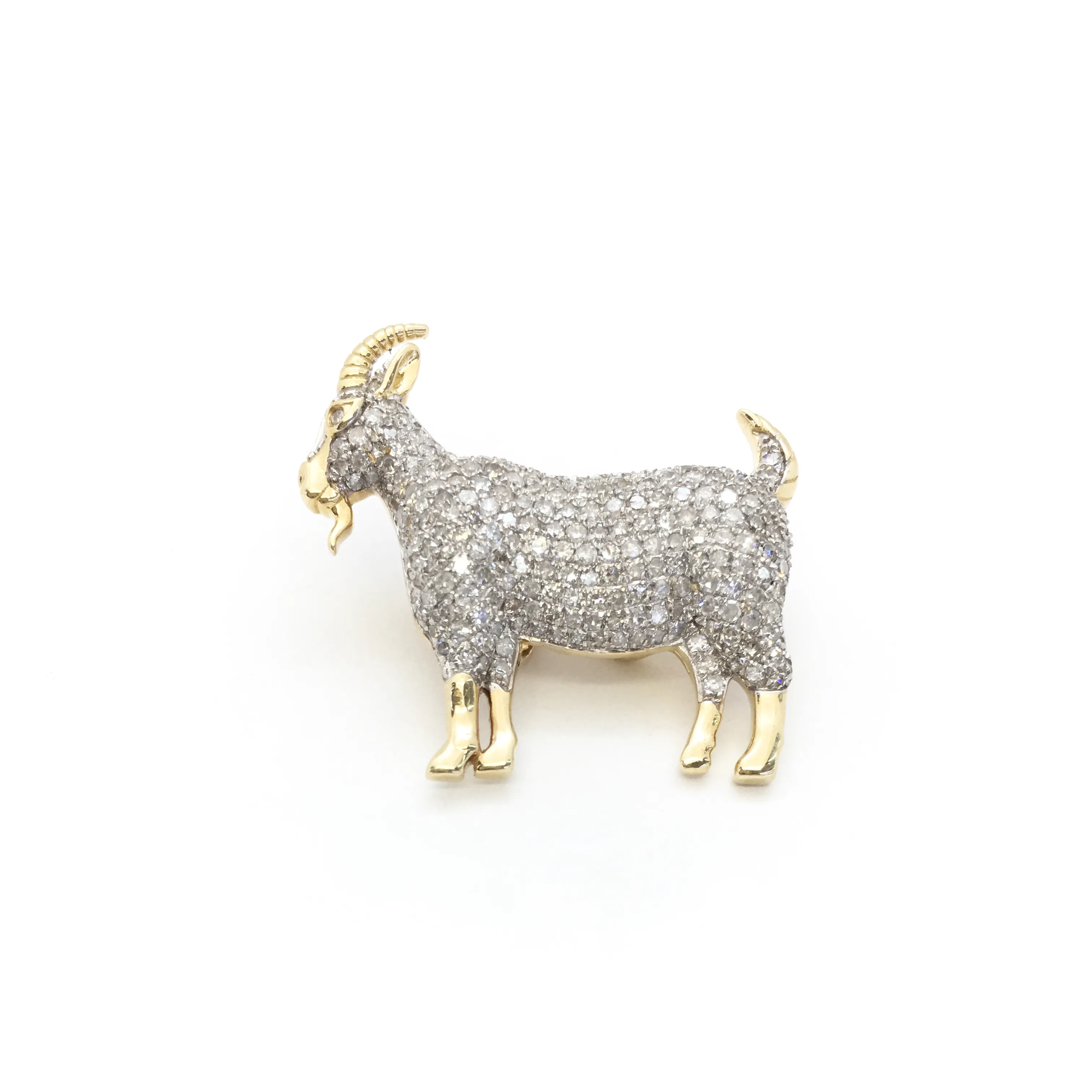 Diamond Goat Pendant (14K)