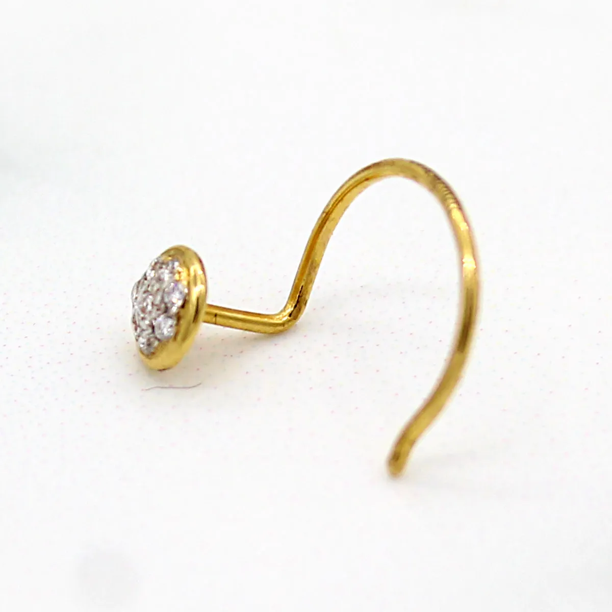 DIAMOND Nose Pin 18KT Yellow Gold IGI Certified 0.03 CT VVS clarity F-G Color