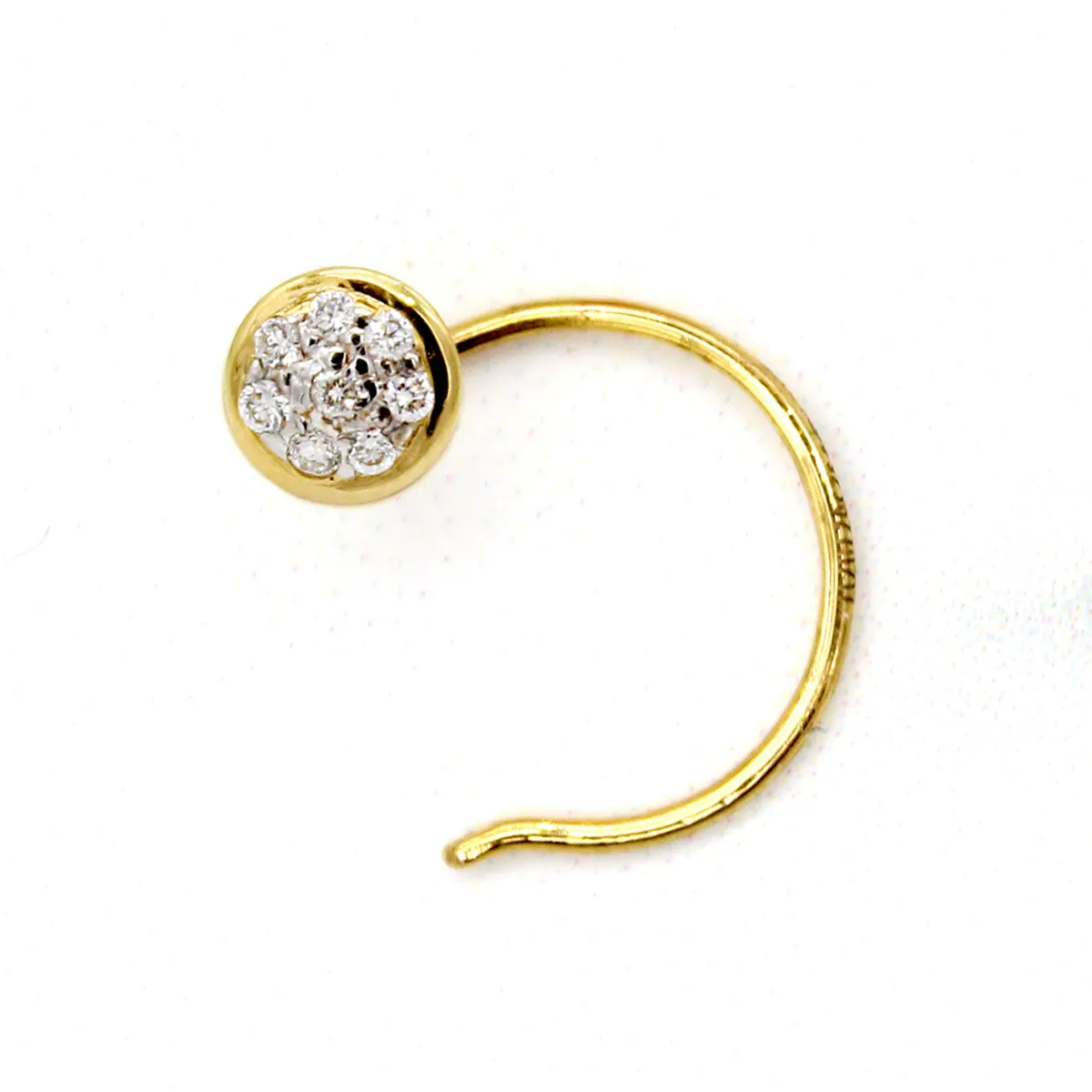 DIAMOND Nose Pin 18KT Yellow Gold IGI Certified 0.03 CT VVS clarity F-G Color