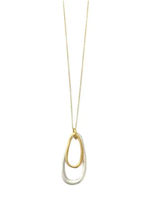 Double Ovals Mixed Metal Necklace