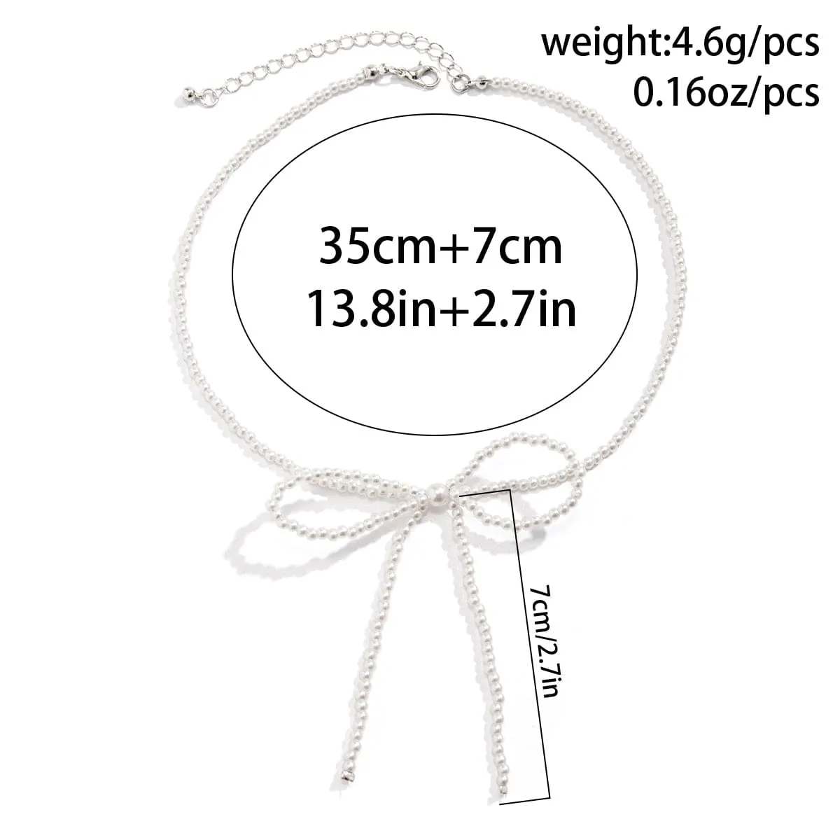 Elegant Bowknot Seed Bead Pearl Chain Choker Necklace