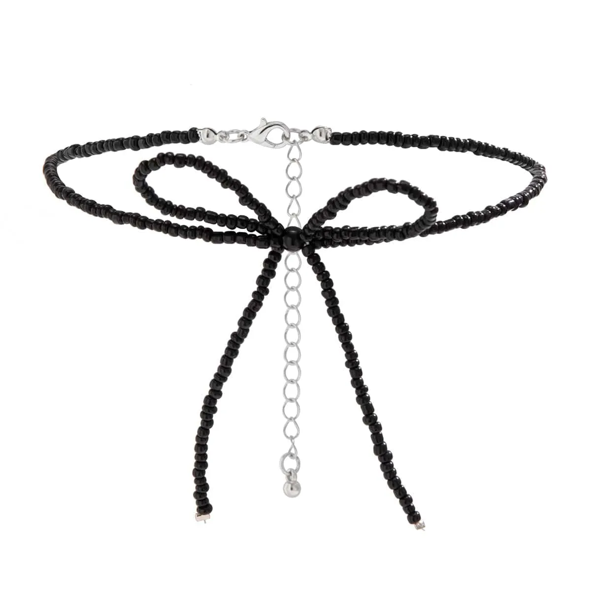 Elegant Bowknot Seed Bead Pearl Chain Choker Necklace