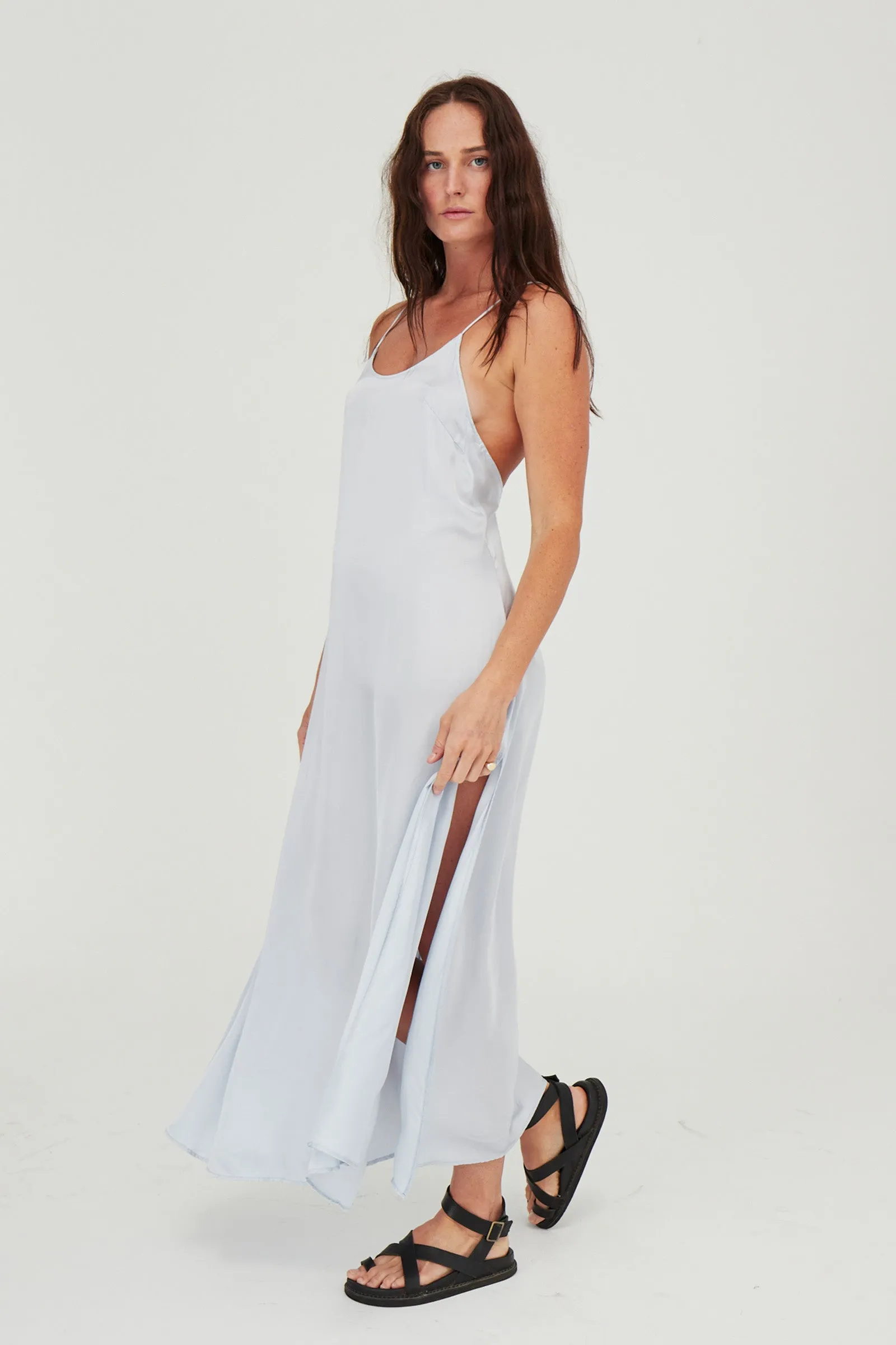 Eliza Silk Dress Ice Blue