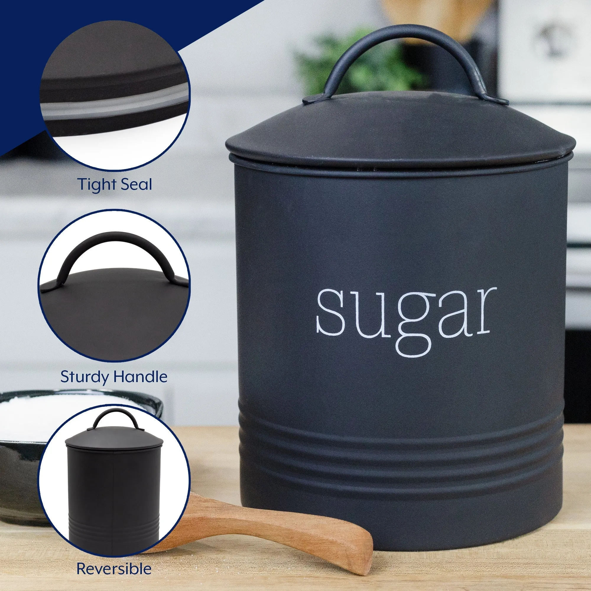 Enamelware Black Sugar Canister (Case of 8)