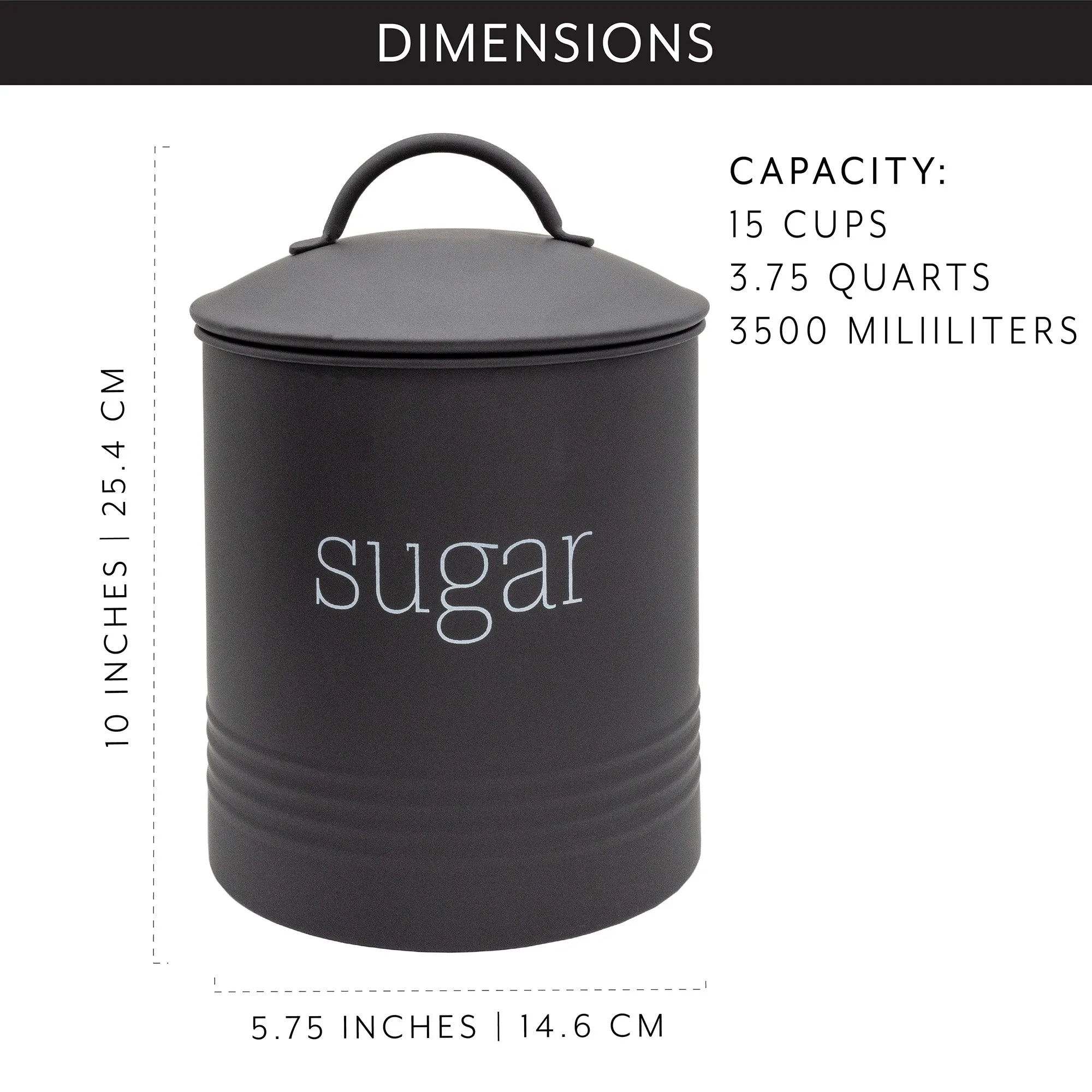 Enamelware Black Sugar Canister (Case of 8)