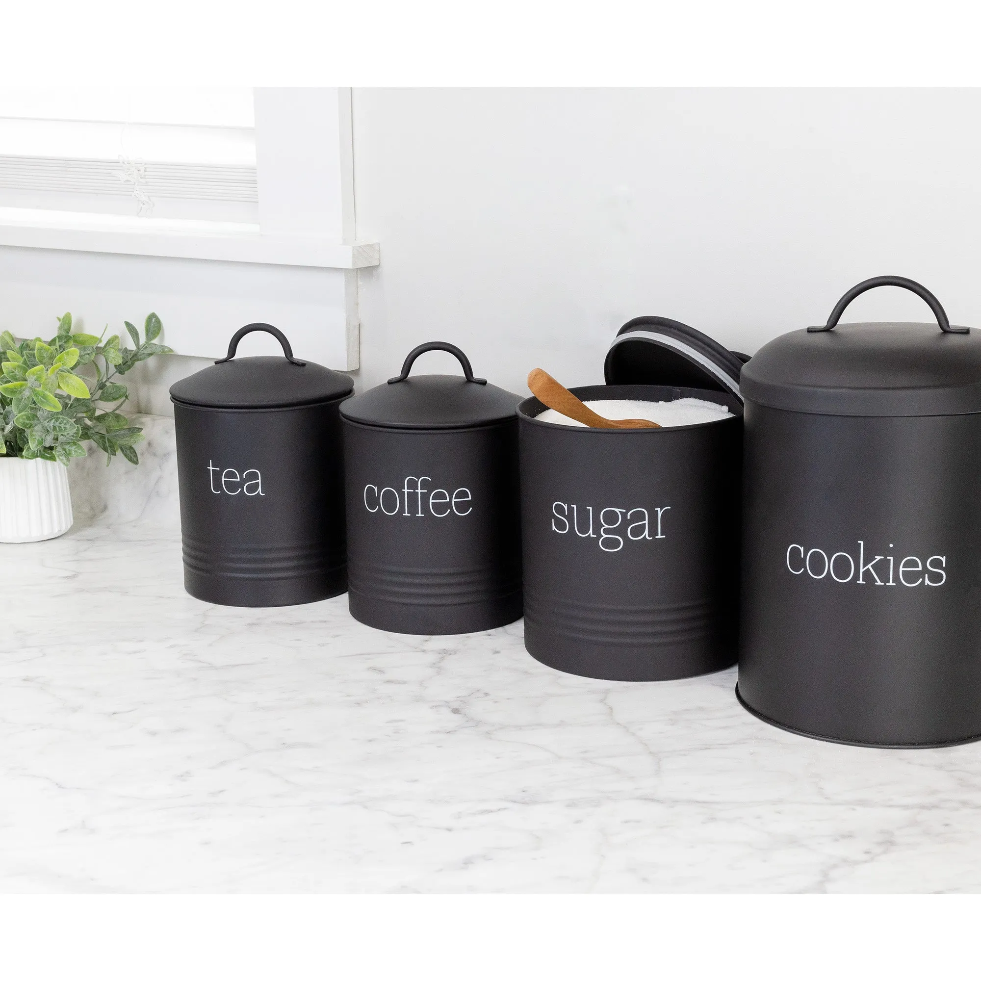 Enamelware Black Sugar Canister (Case of 8)