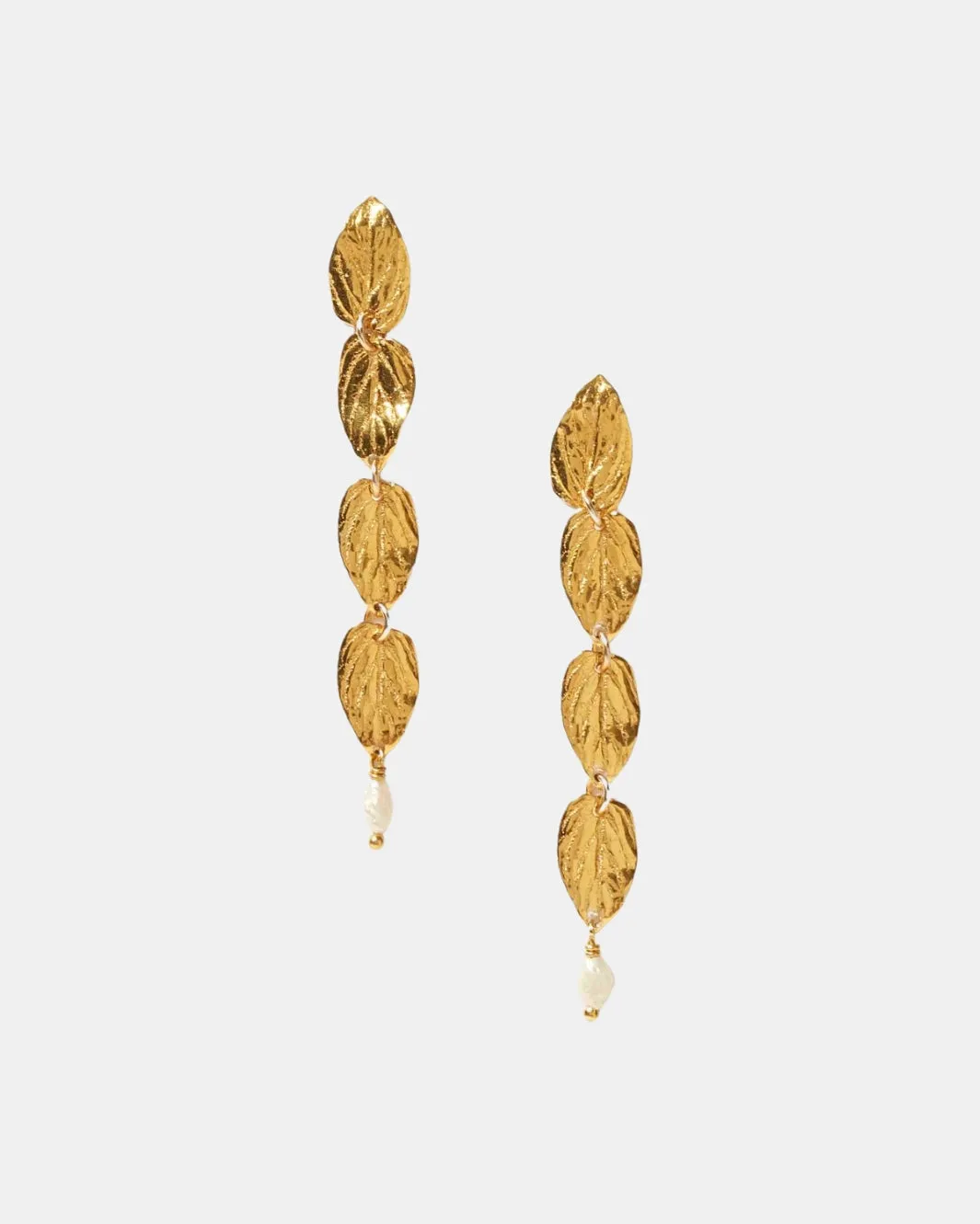 FALLING LEAF TIERED EARRINGS IN WHITE PEARL