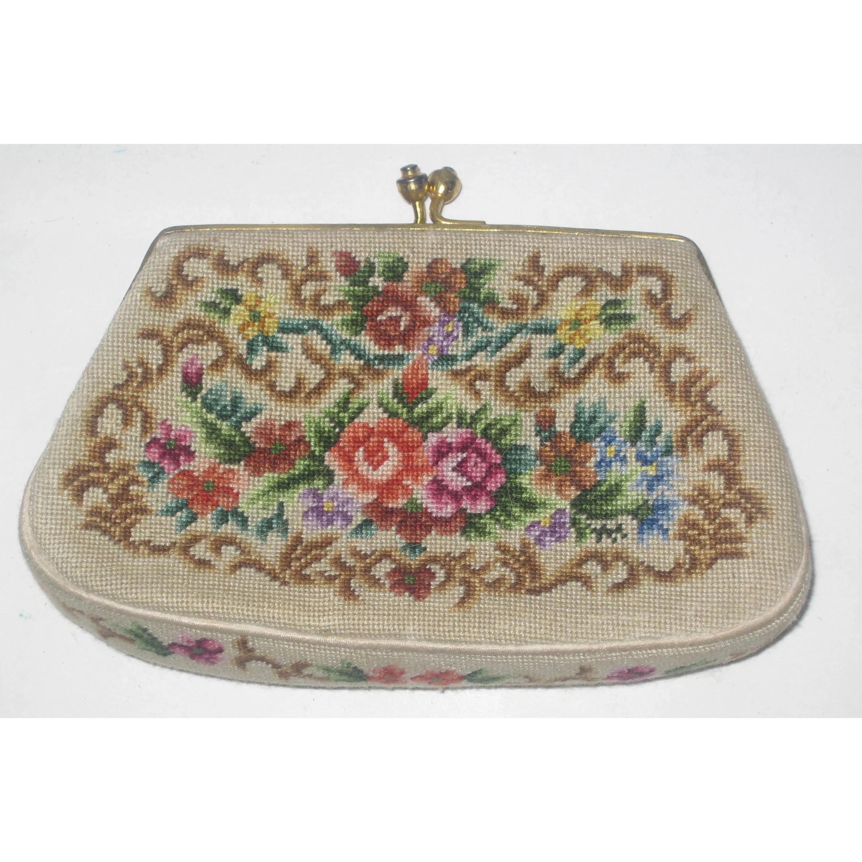 Floral Petit Point Coin Purse