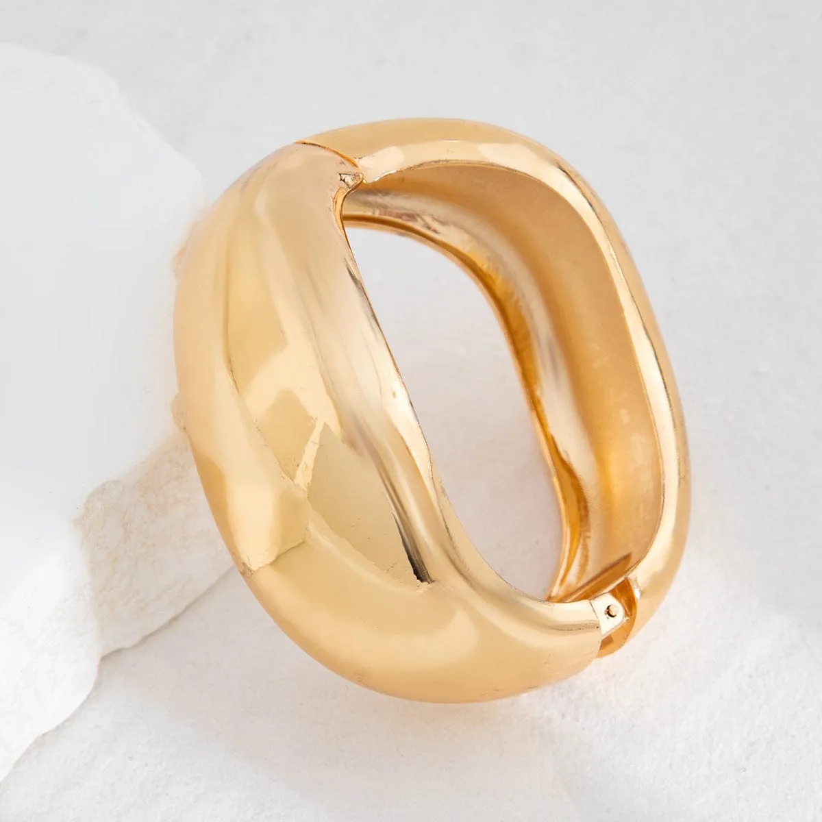 Geometric Irregular Curved Wide Cuff Bangle Bracelet