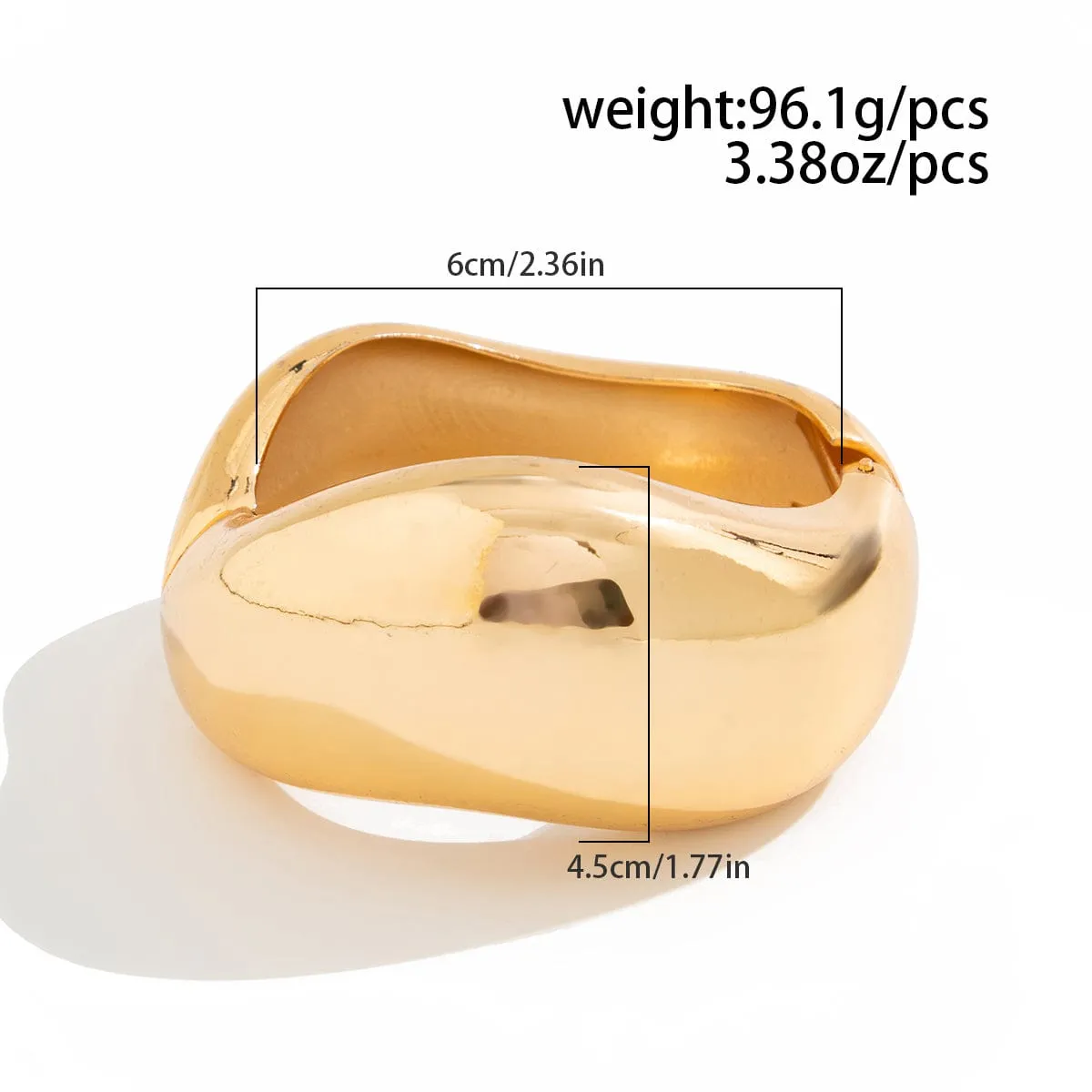 Geometric Irregular Curved Wide Cuff Bangle Bracelet