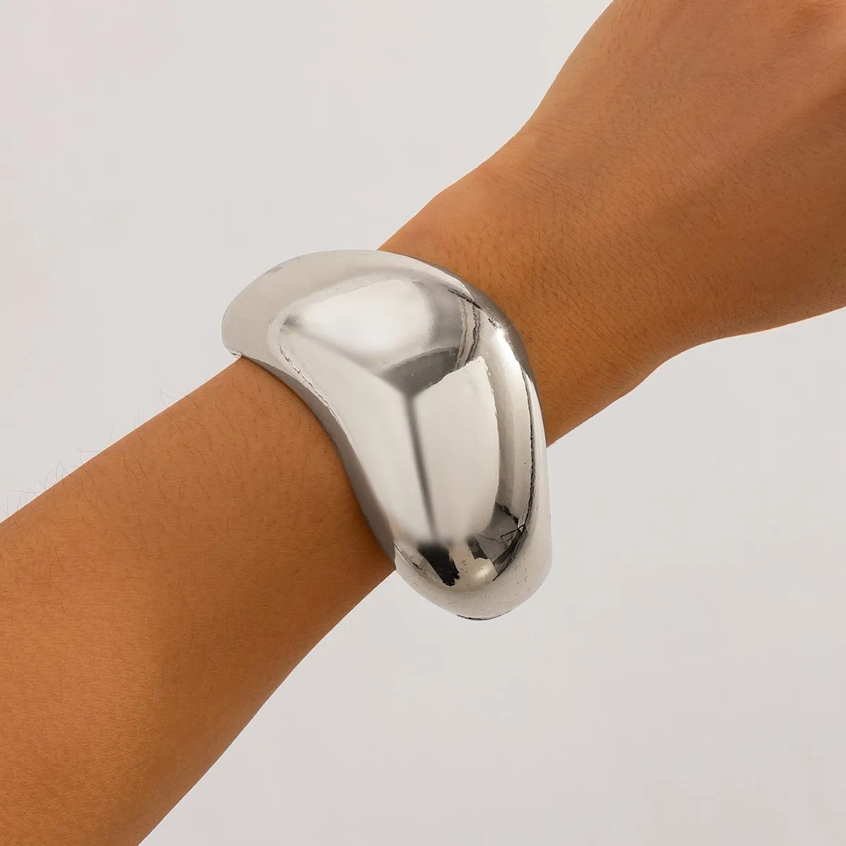 Geometric Irregular Curved Wide Cuff Bangle Bracelet