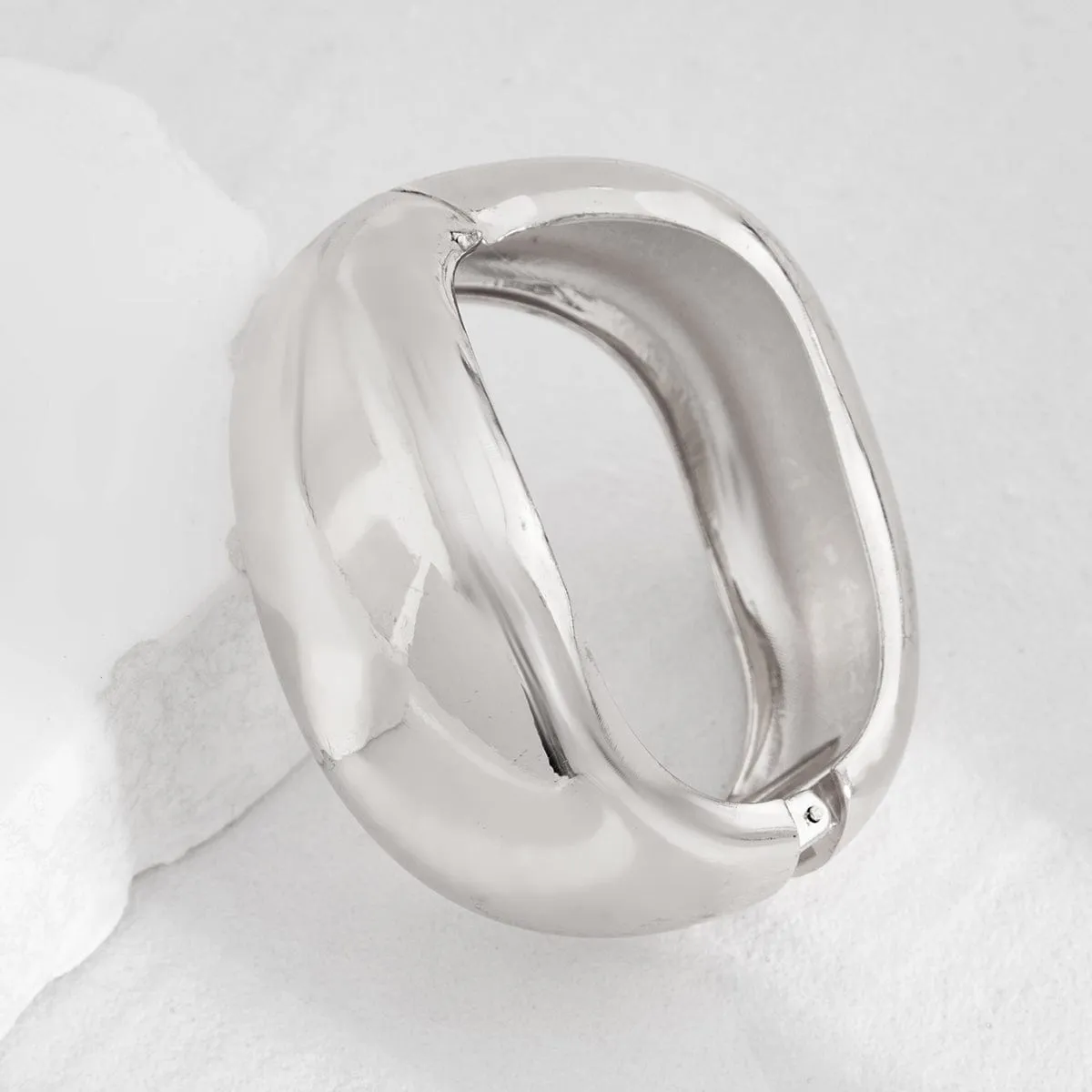 Geometric Irregular Curved Wide Cuff Bangle Bracelet