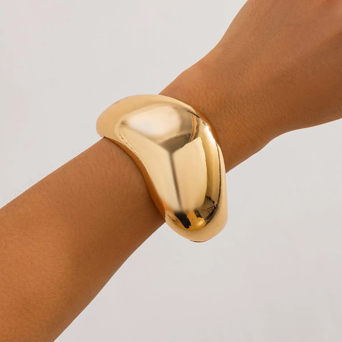 Geometric Irregular Curved Wide Cuff Bangle Bracelet