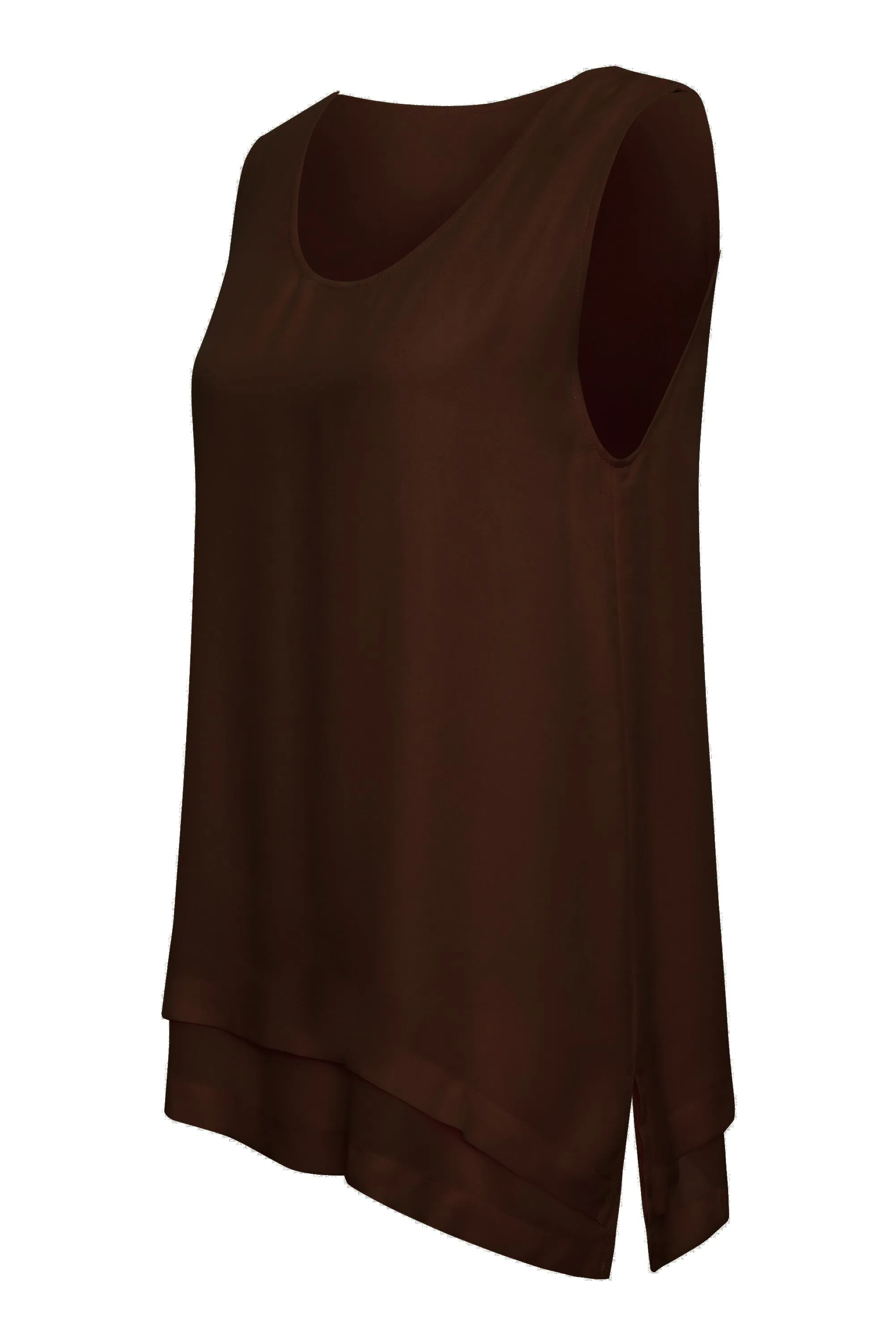Georgette Double Tank Dark Chocolate
