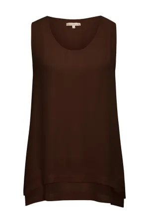 Georgette Double Tank Dark Chocolate