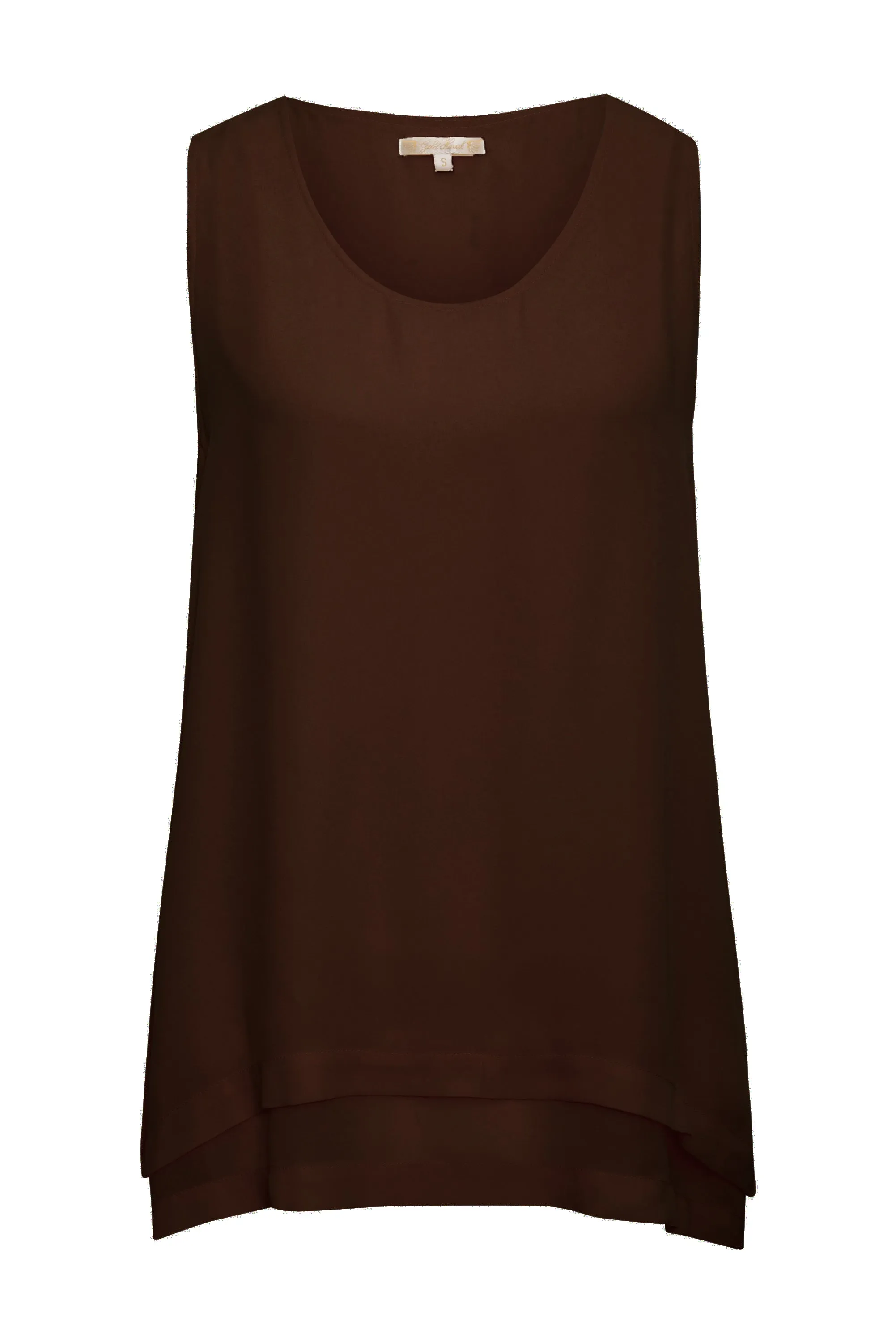 Georgette Double Tank Dark Chocolate