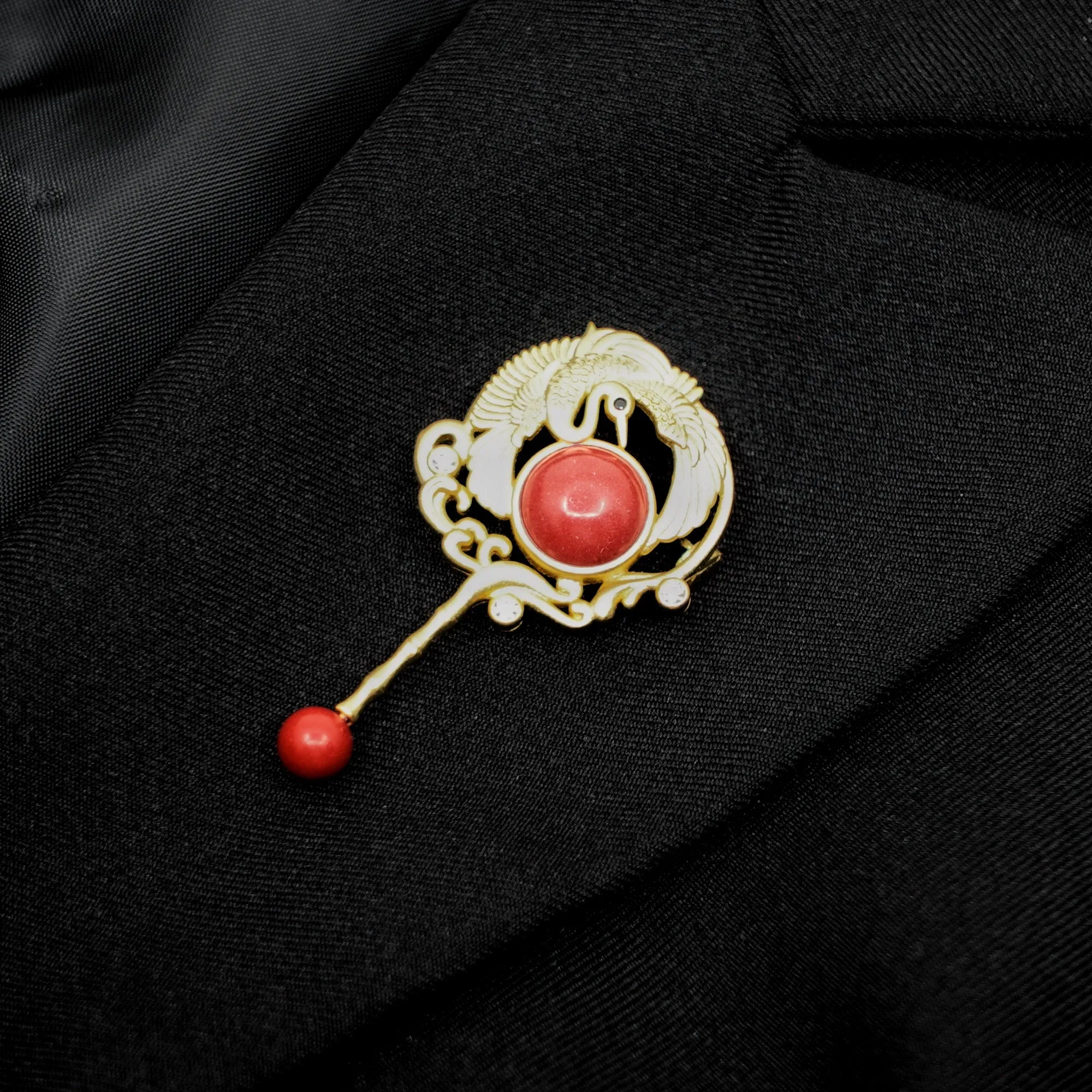 Gold Enamel Divine Bird Brooch