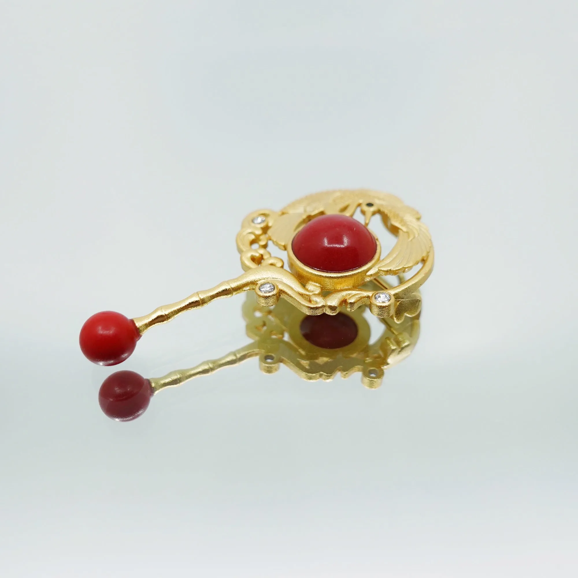 Gold Enamel Divine Bird Brooch