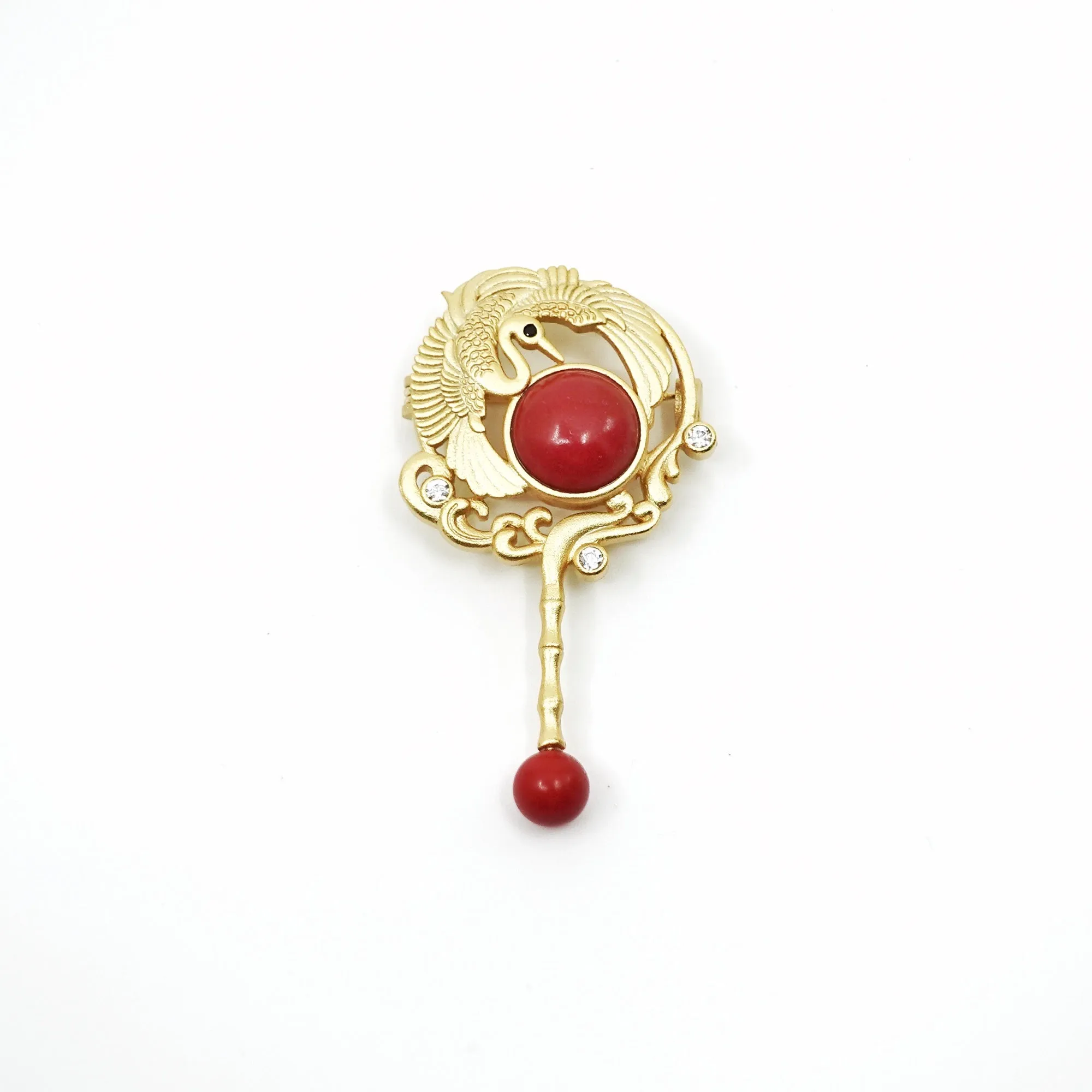 Gold Enamel Divine Bird Brooch