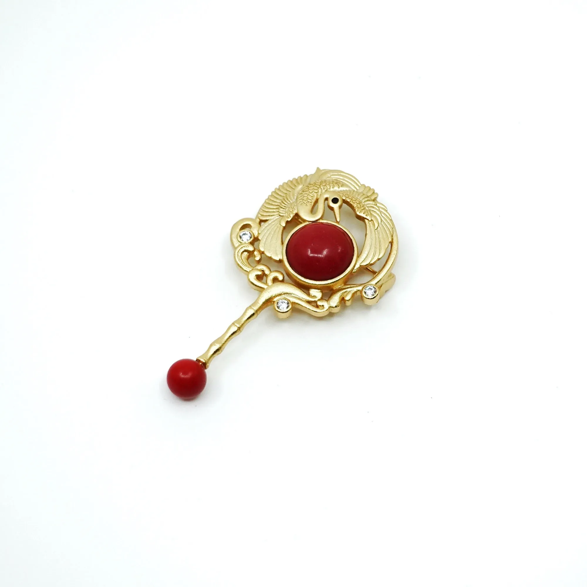 Gold Enamel Divine Bird Brooch