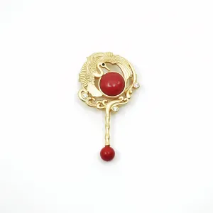 Gold Enamel Divine Bird Brooch