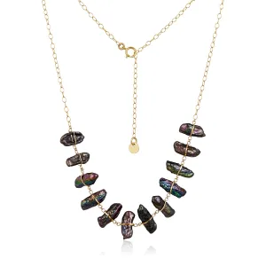 Gray Biwa Stick Pearls Necklace