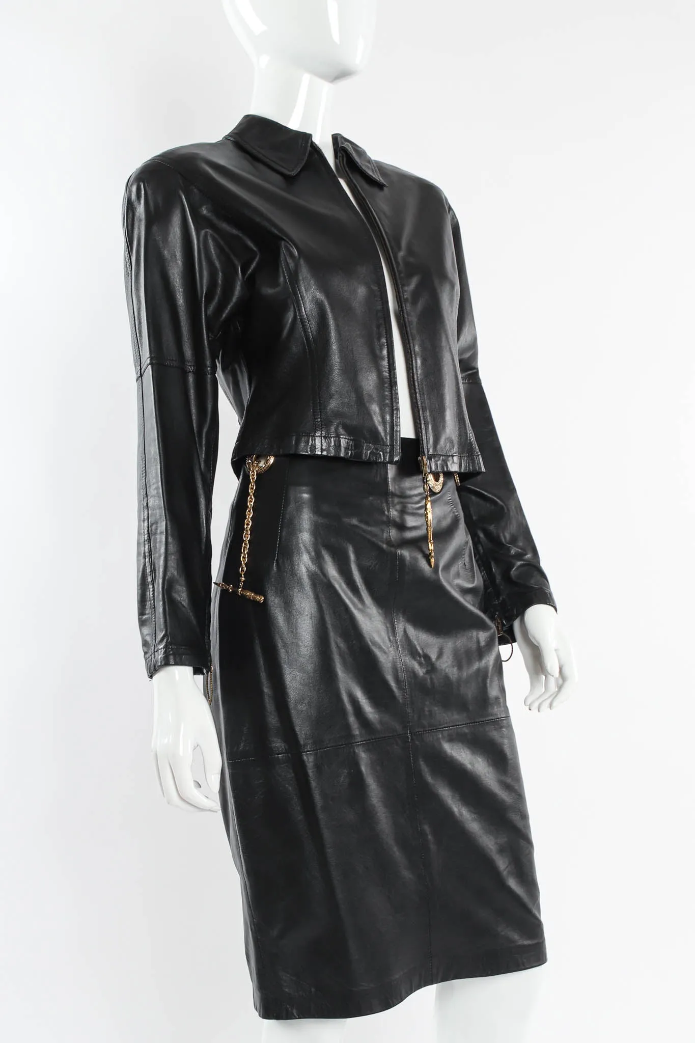 Grommet Leather Top & Skirt Set