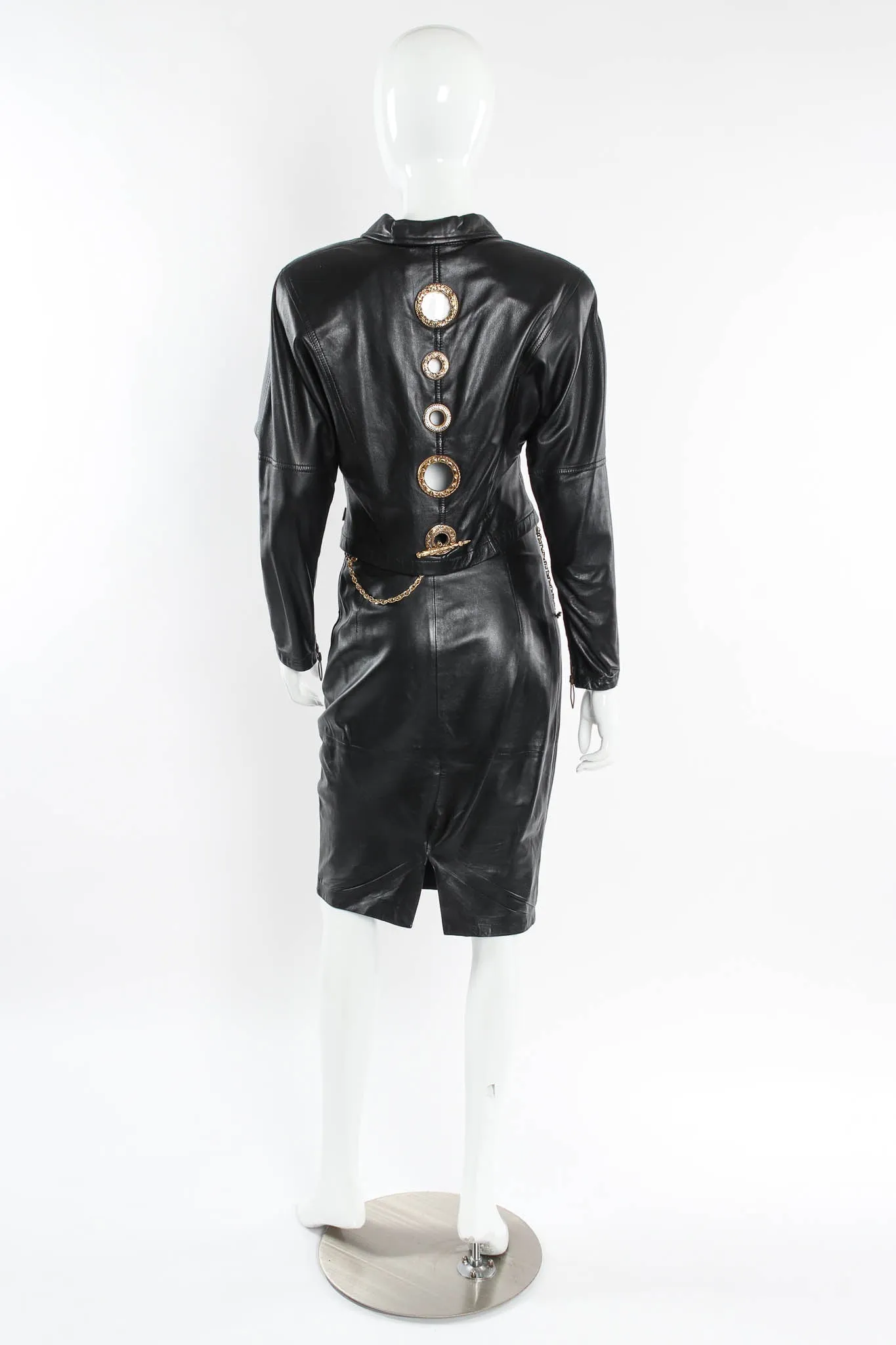 Grommet Leather Top & Skirt Set