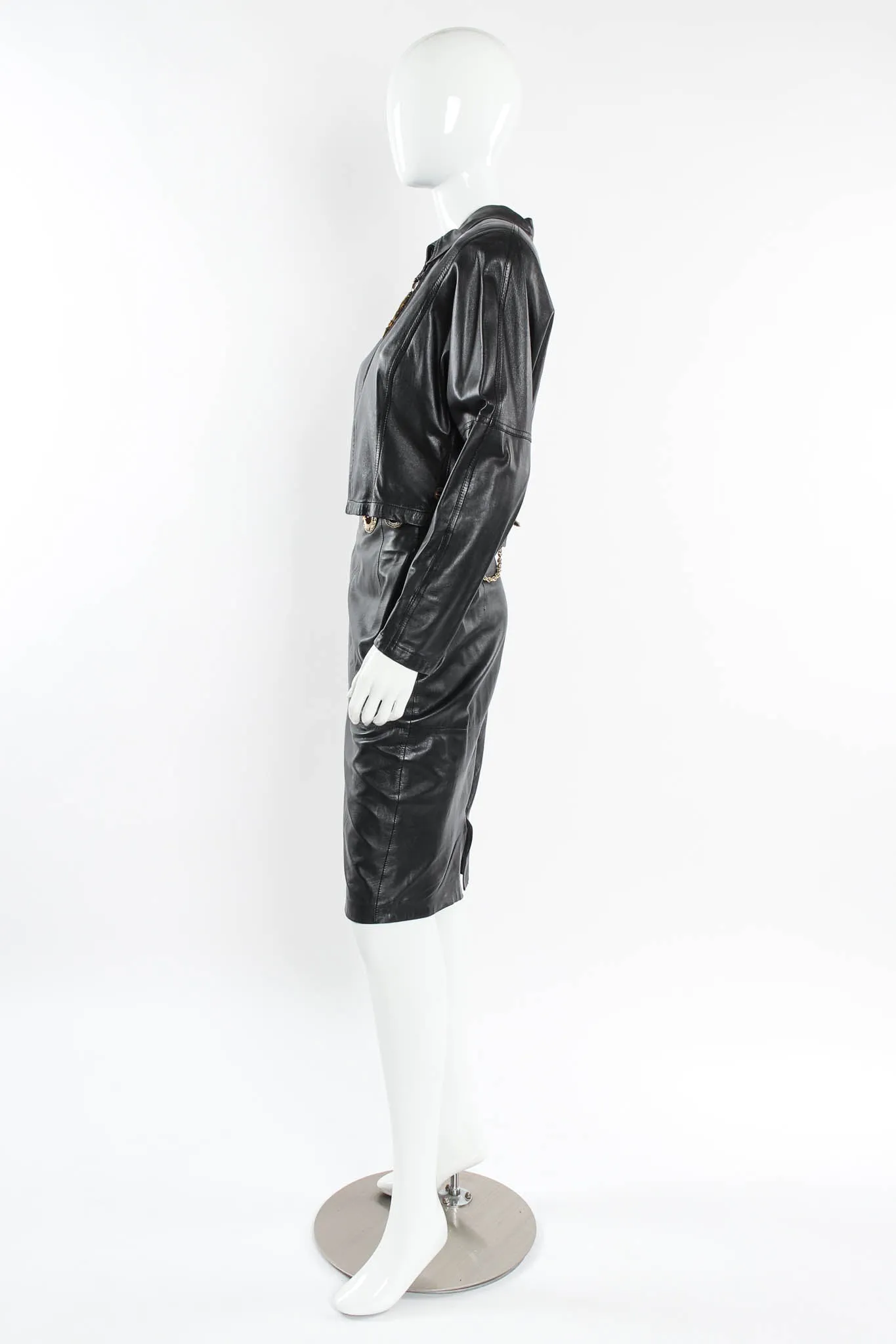Grommet Leather Top & Skirt Set