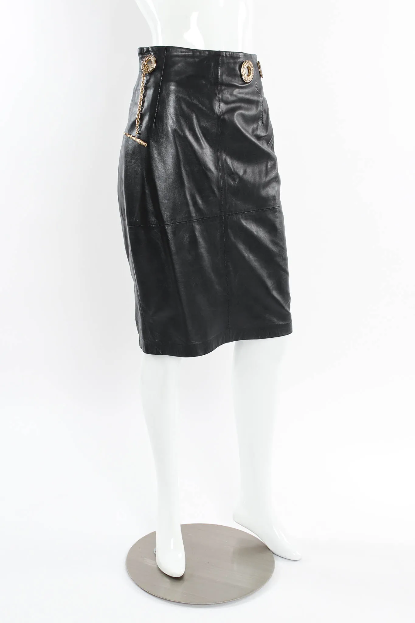 Grommet Leather Top & Skirt Set