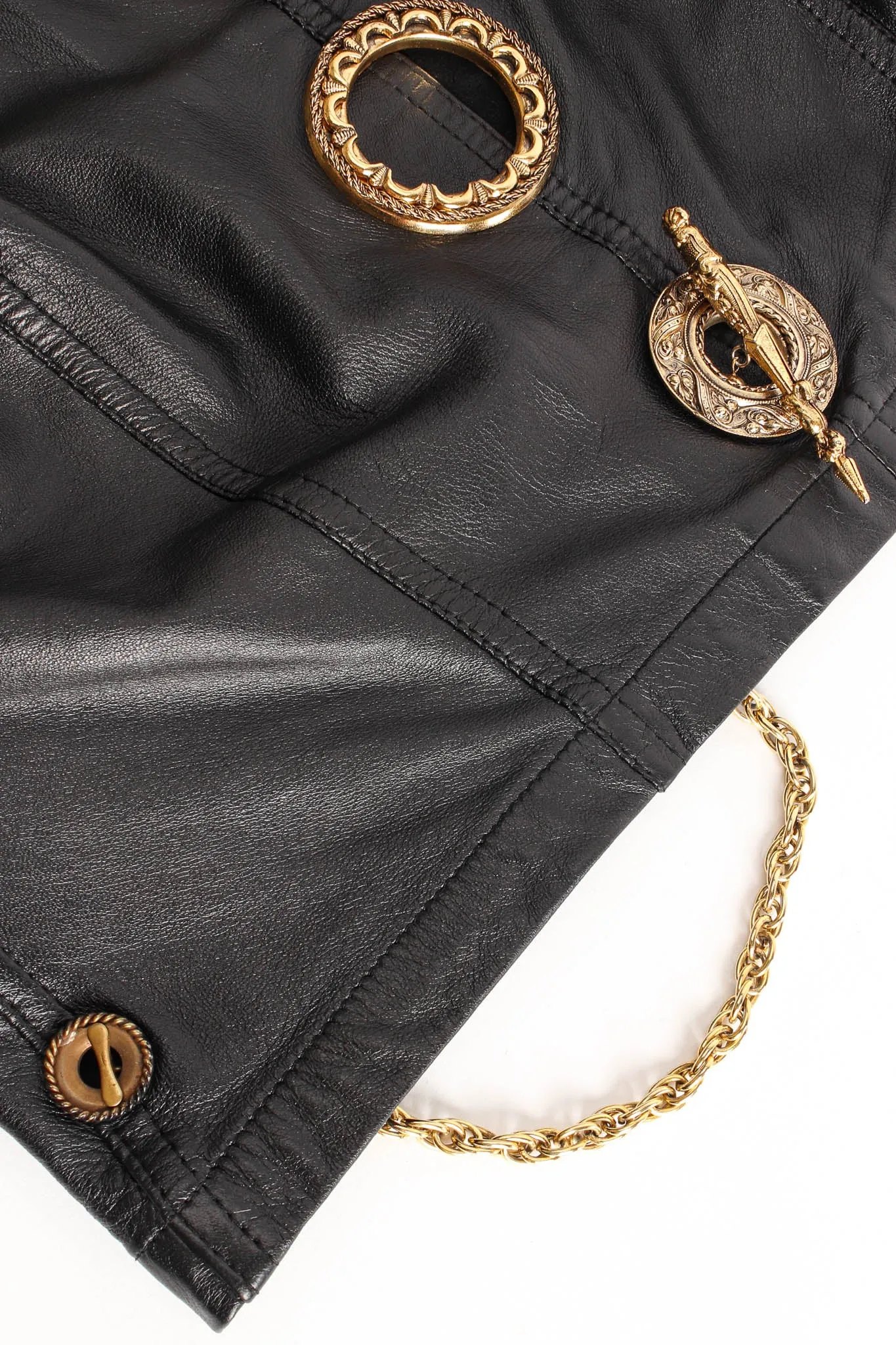 Grommet Leather Top & Skirt Set