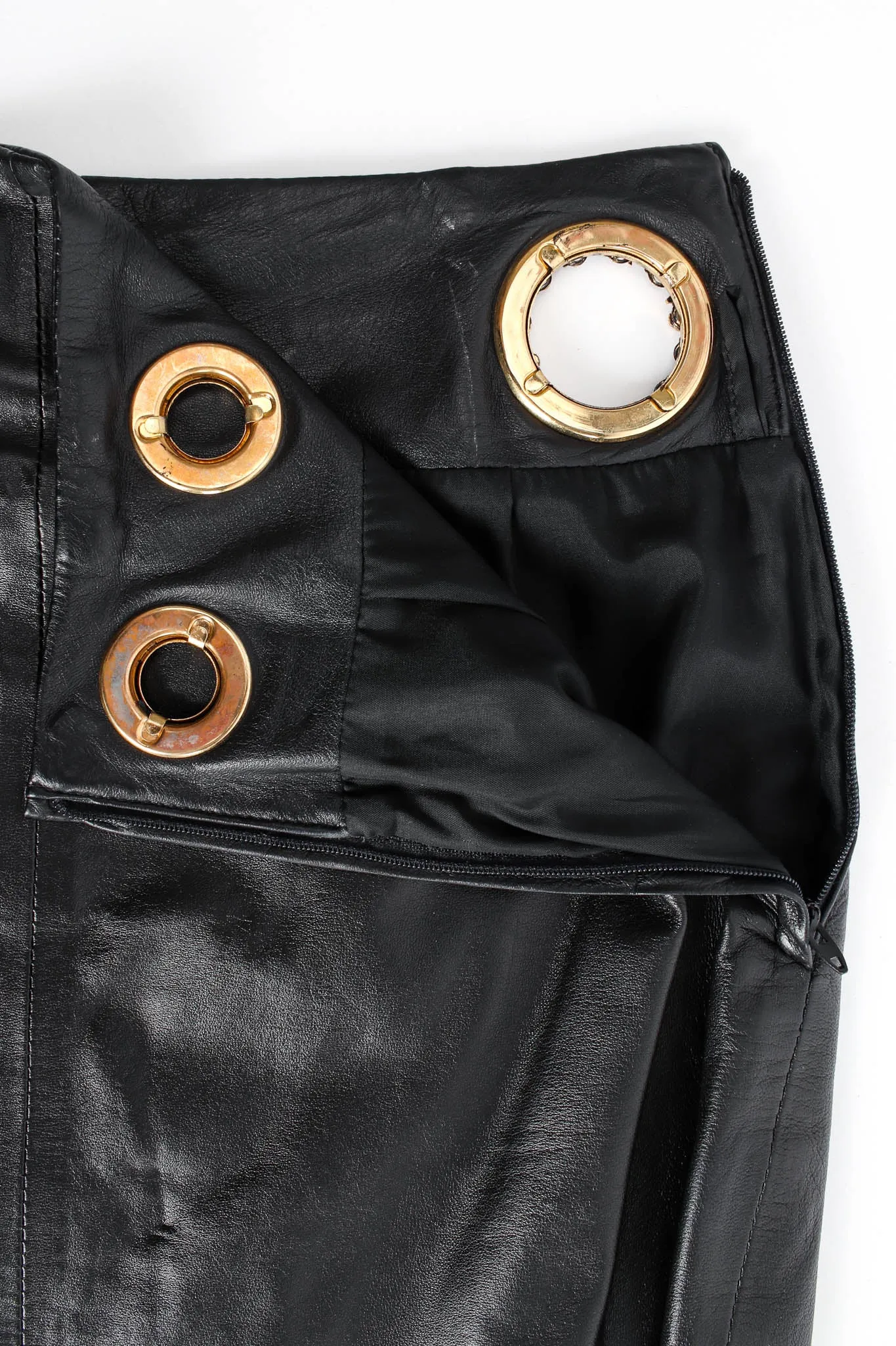 Grommet Leather Top & Skirt Set