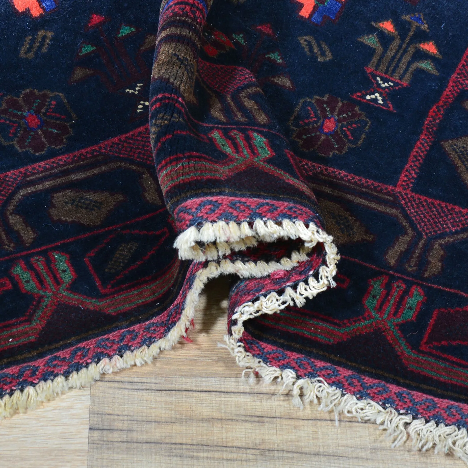 Hand-Knotted Afghan Geometric Design Wool Handmade Rug (Size 3.0 X 4.10) Cwral-5874
