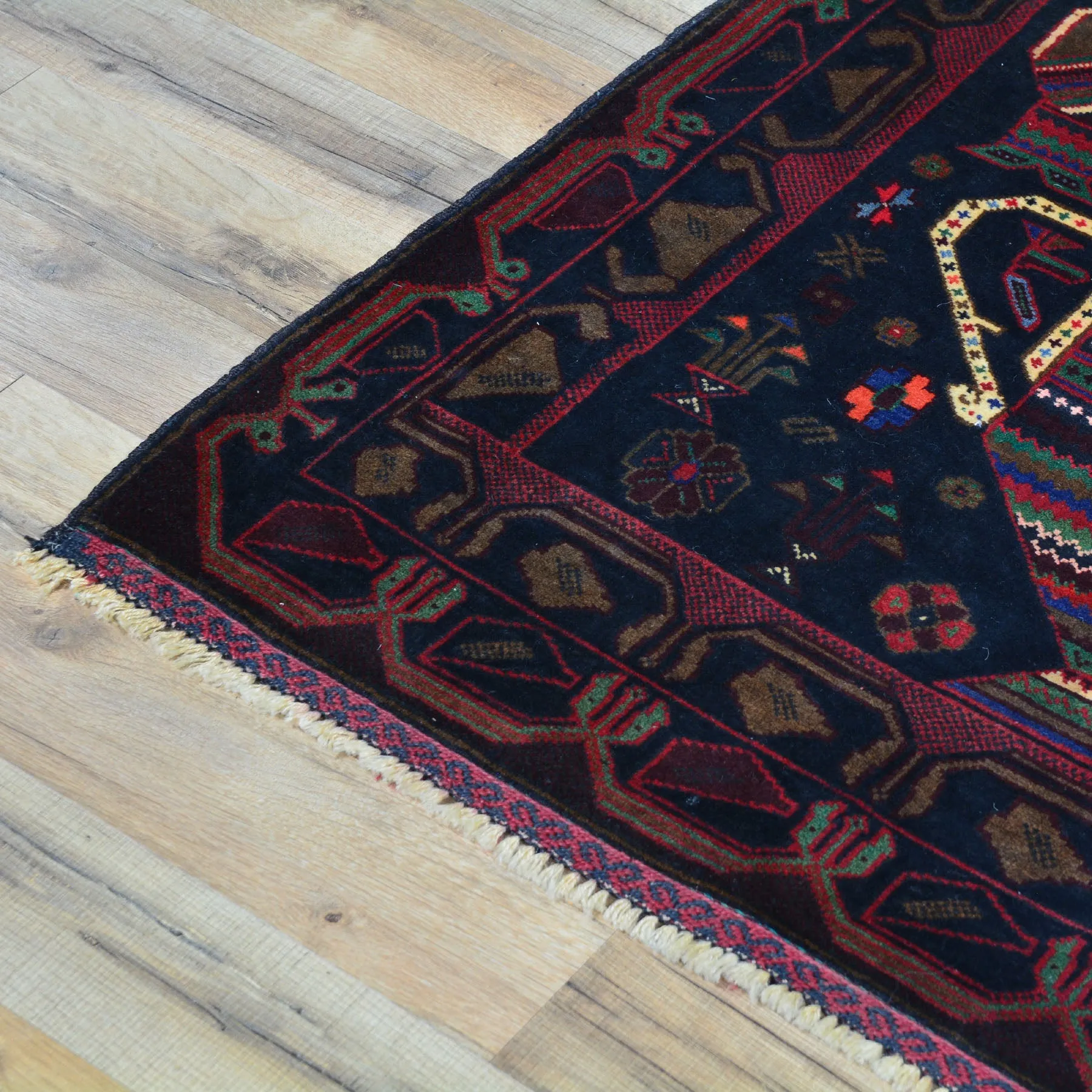 Hand-Knotted Afghan Geometric Design Wool Handmade Rug (Size 3.0 X 4.10) Cwral-5874