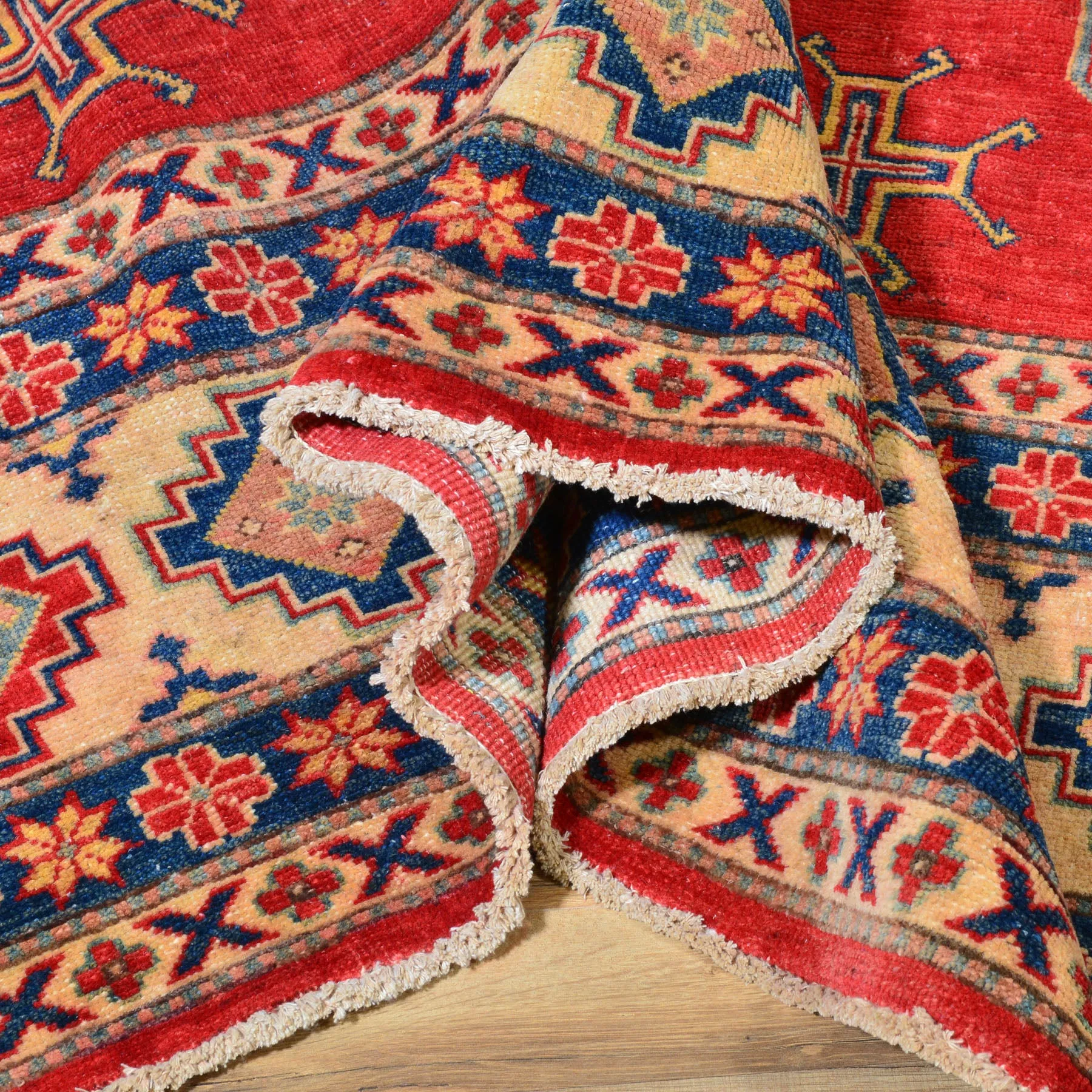 Hand-Knotted Caucasian Design Kazak Wool Handmade Rug (Size 10.9 X 15.7) Brral-3717