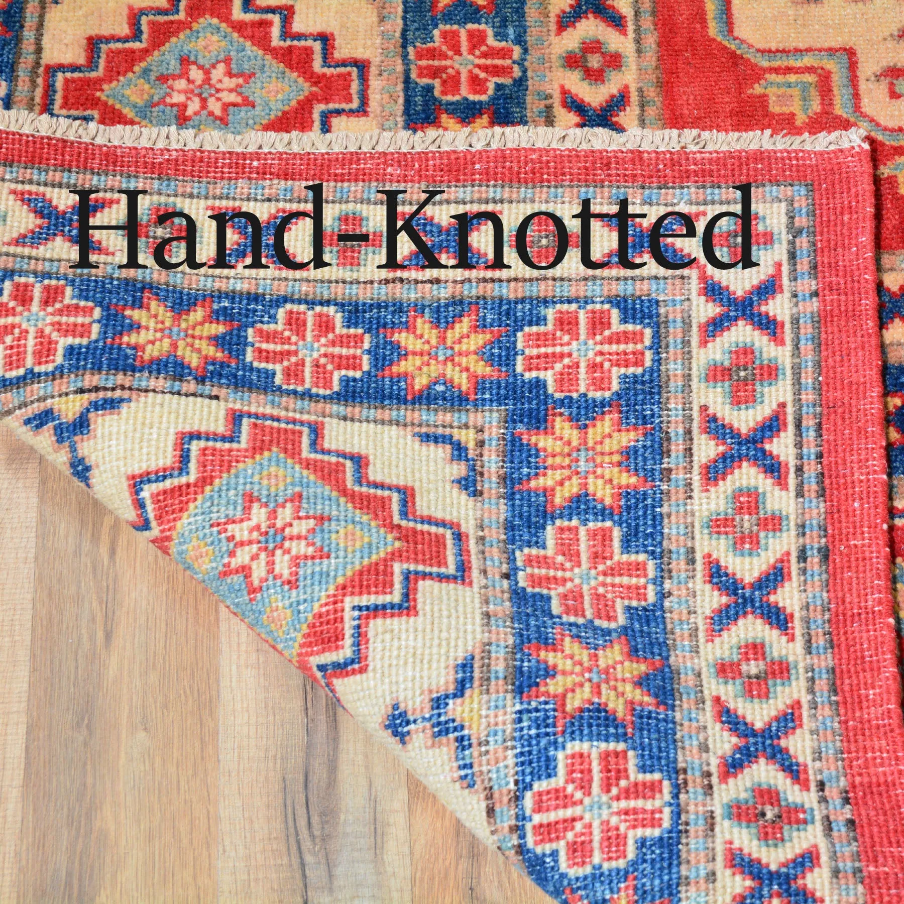 Hand-Knotted Caucasian Design Kazak Wool Handmade Rug (Size 10.9 X 15.7) Brral-3717