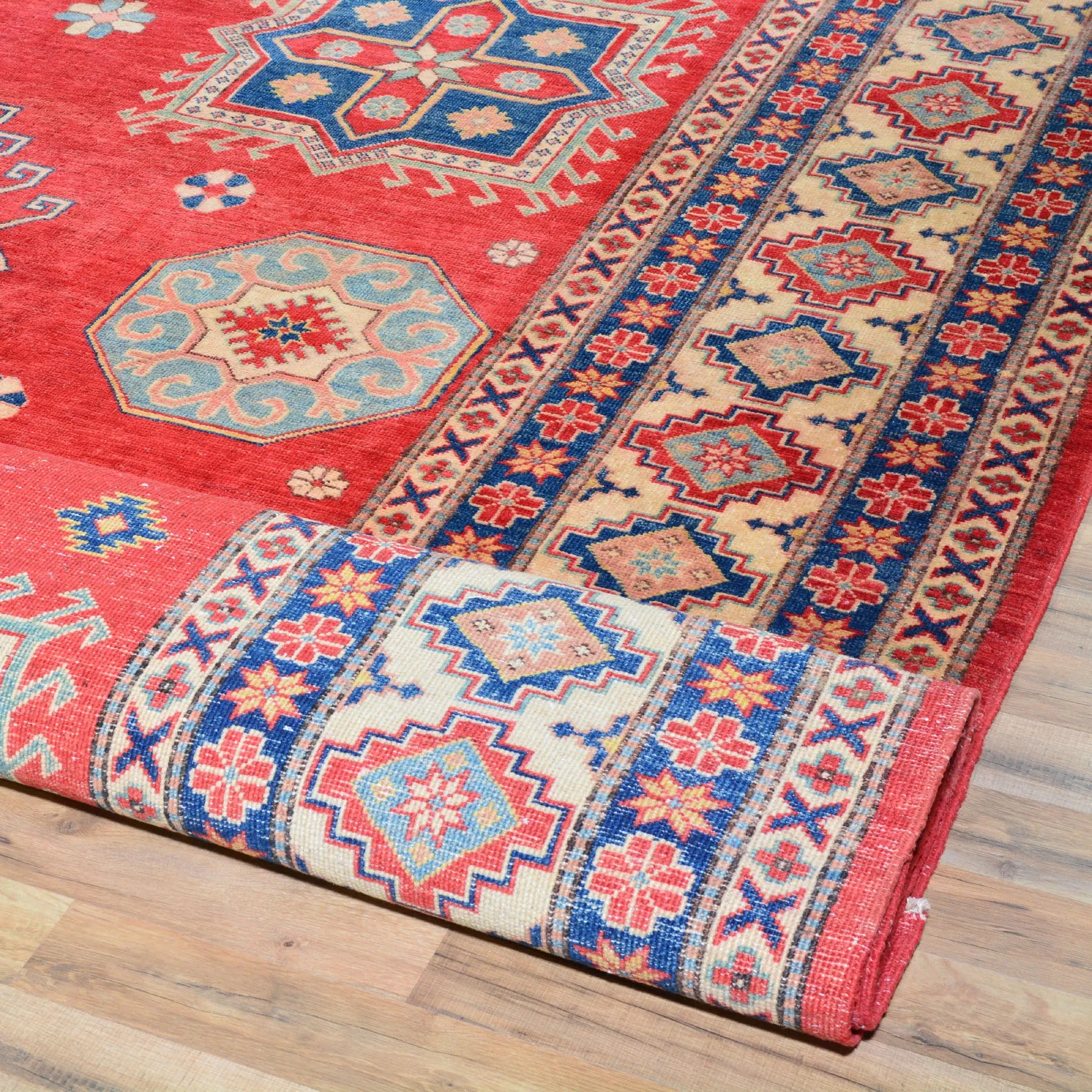 Hand-Knotted Caucasian Design Kazak Wool Handmade Rug (Size 10.9 X 15.7) Brral-3717