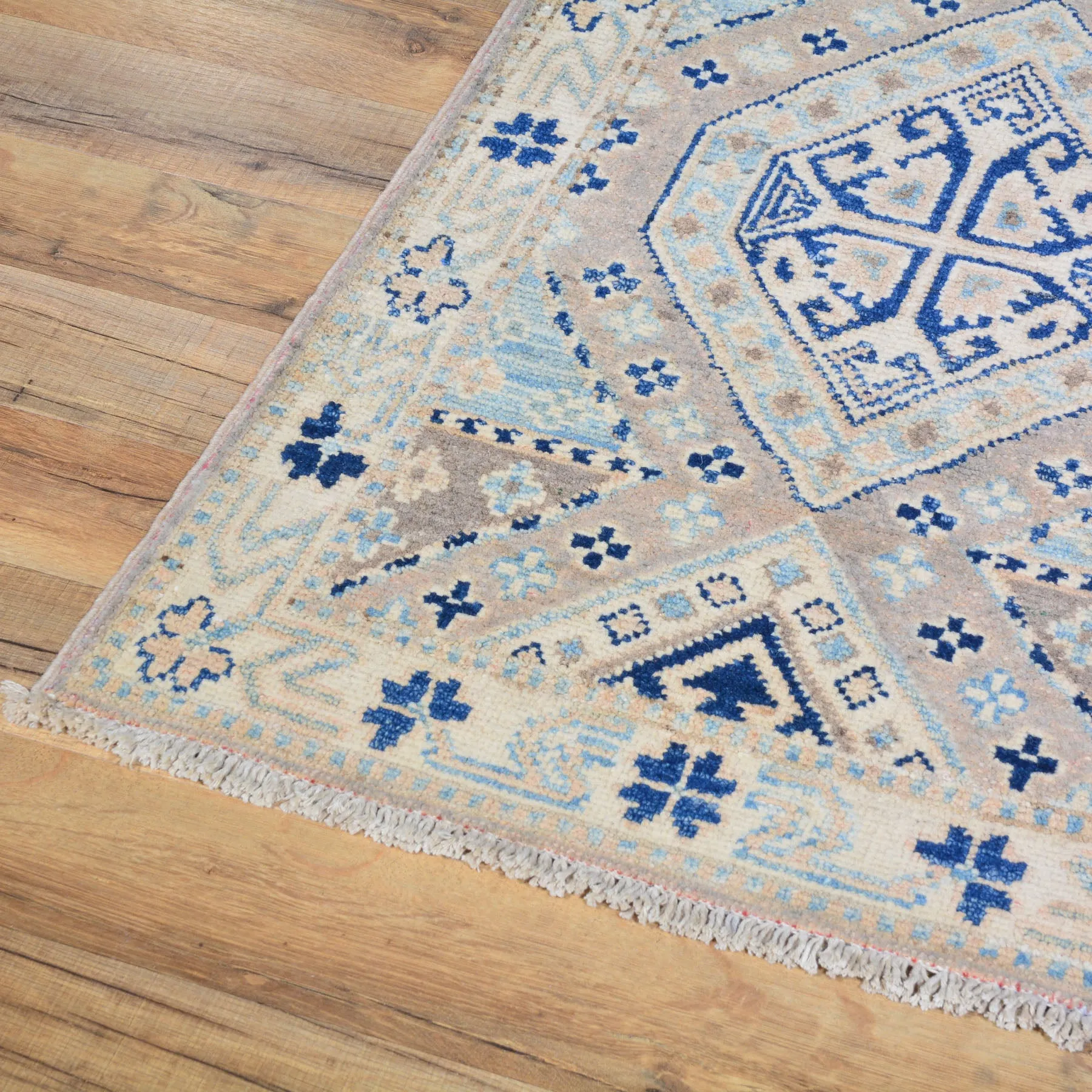 Hand-Knotted Oriental Kazak Tribal Design Handmade Wool Rug (Size 1.10 X 3.0) Cwral-8040