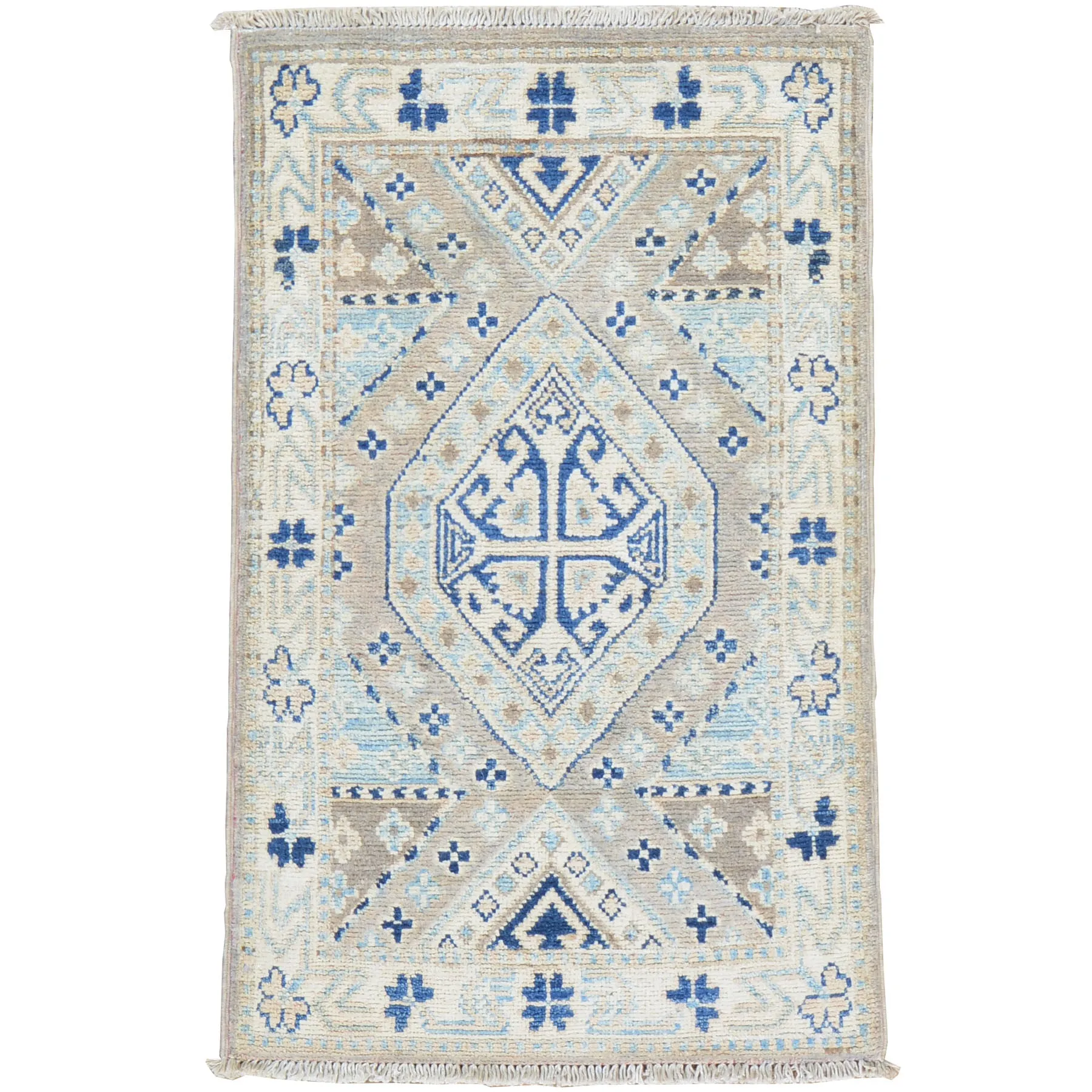 Hand-Knotted Oriental Kazak Tribal Design Handmade Wool Rug (Size 1.10 X 3.0) Cwral-8040