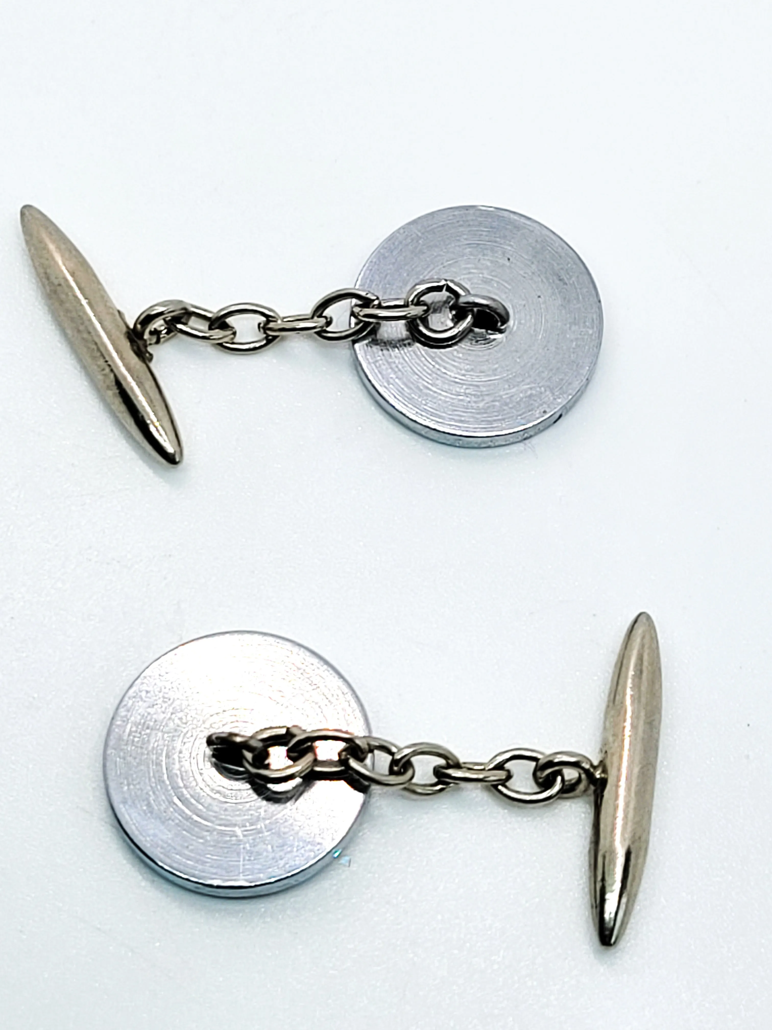 Hound dog puppy vintage black and silver toned vintage chain cuff links