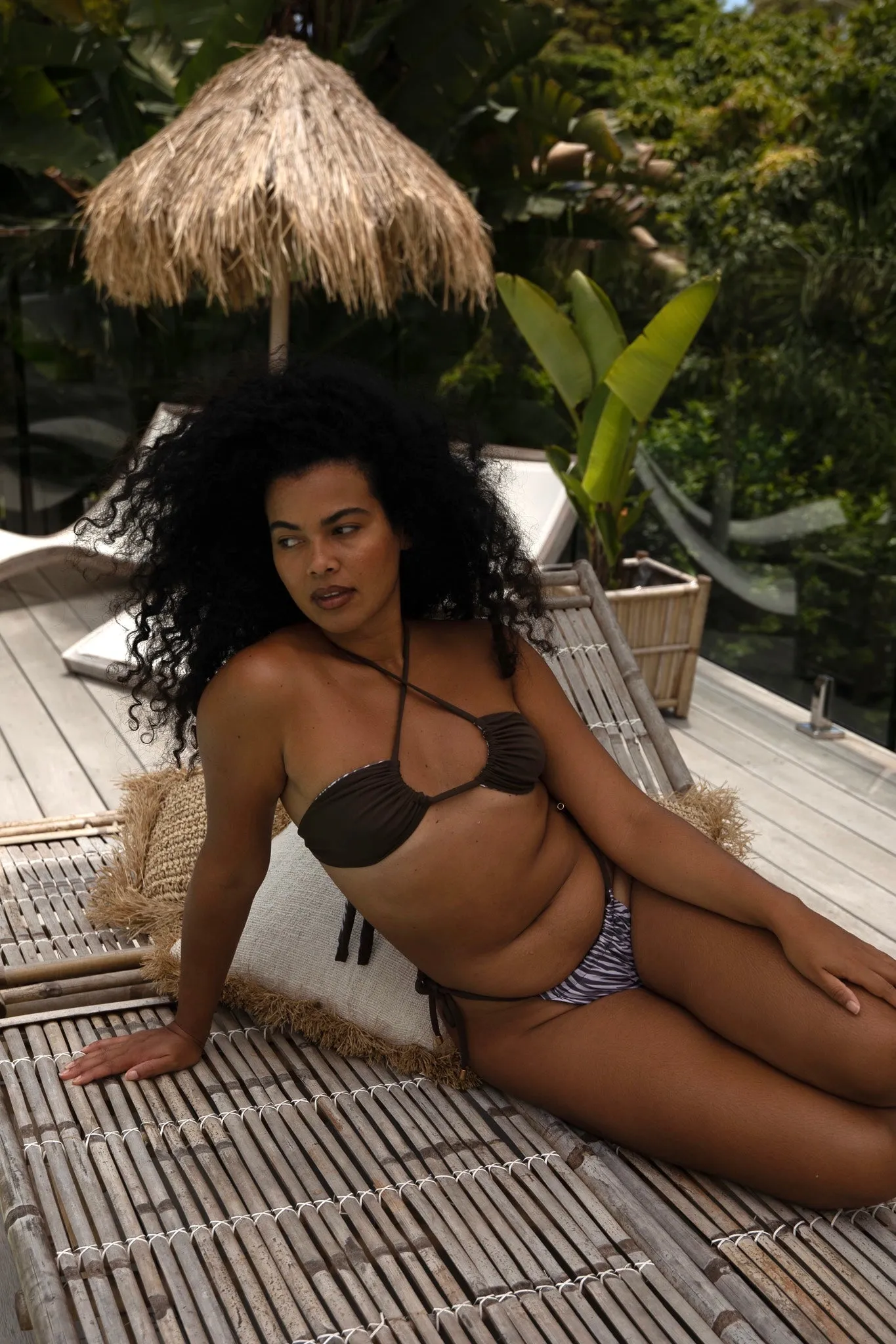 Kauai Bikini Top | Reversible | Zebra & Chocolate