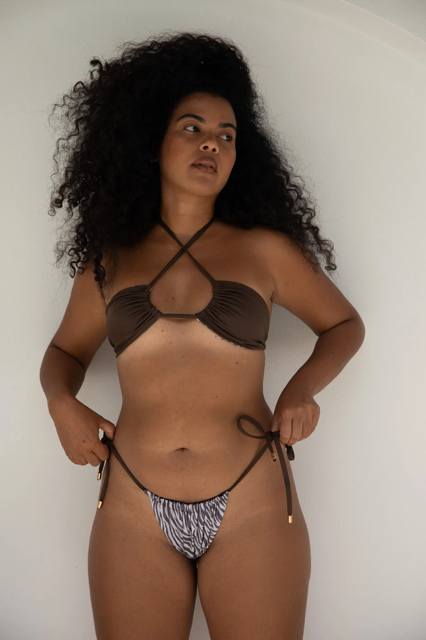Kauai Bikini Top | Reversible | Zebra & Chocolate