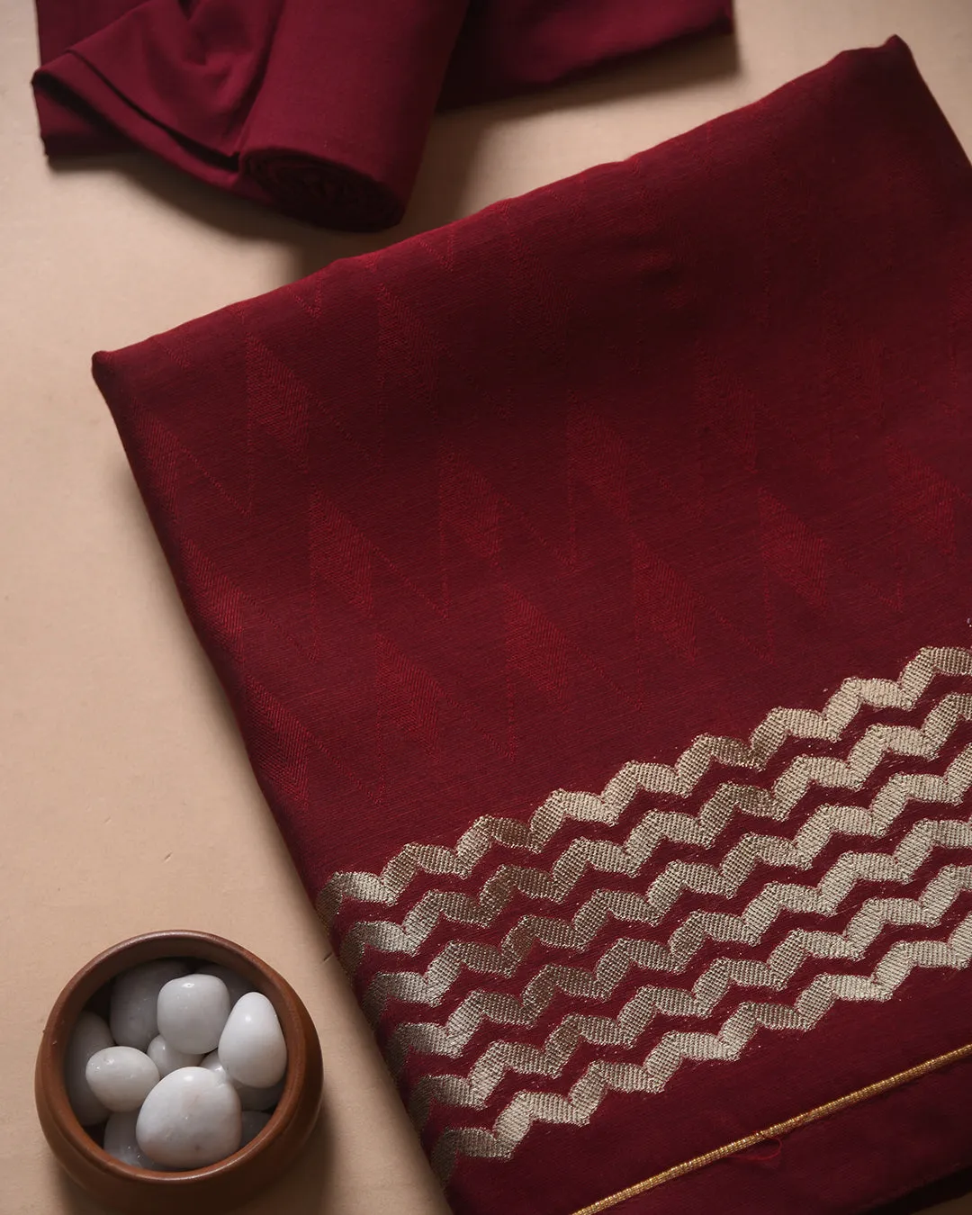 Maroon Chanderi Silk Woven Unstitched Suit Fabric Set With Chanderi Silk Dupatta